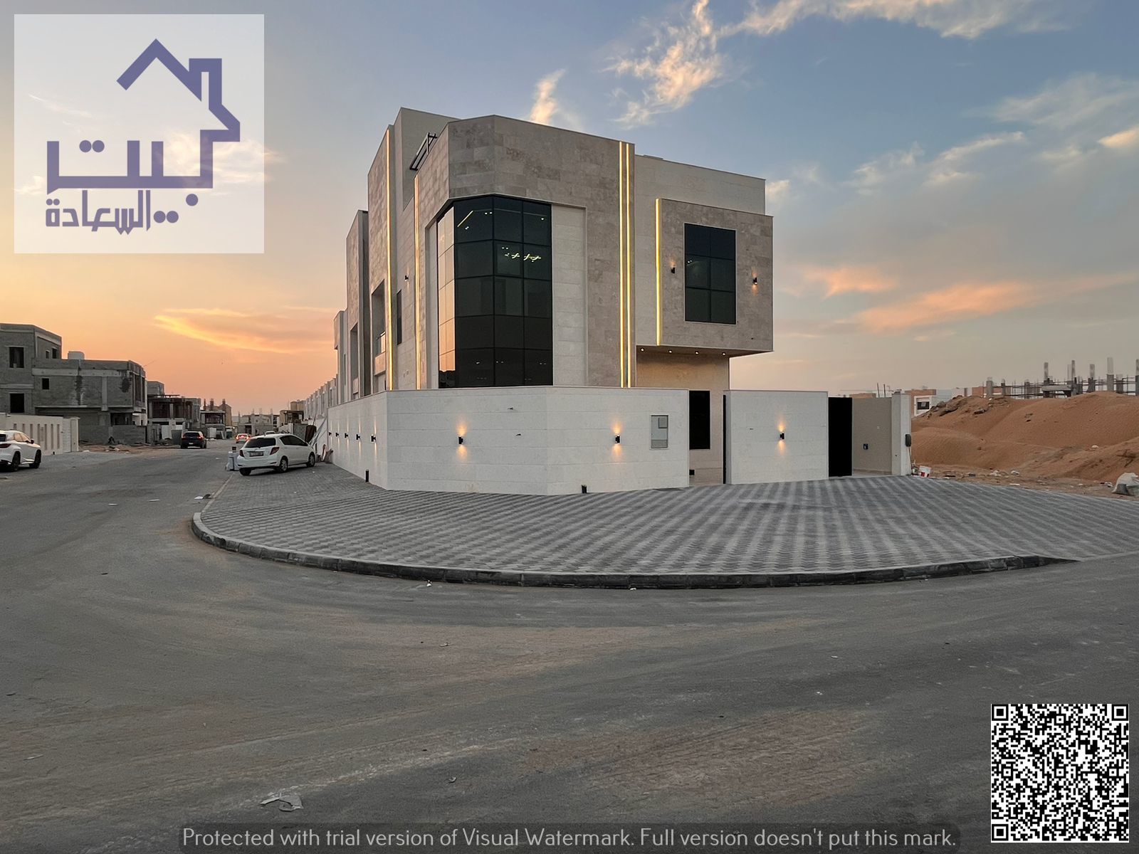 For rent, a corner villa on the corner of two streets in the upscale Al Zahya neighborhood, the first resident, wonderful modern finishing, close to t