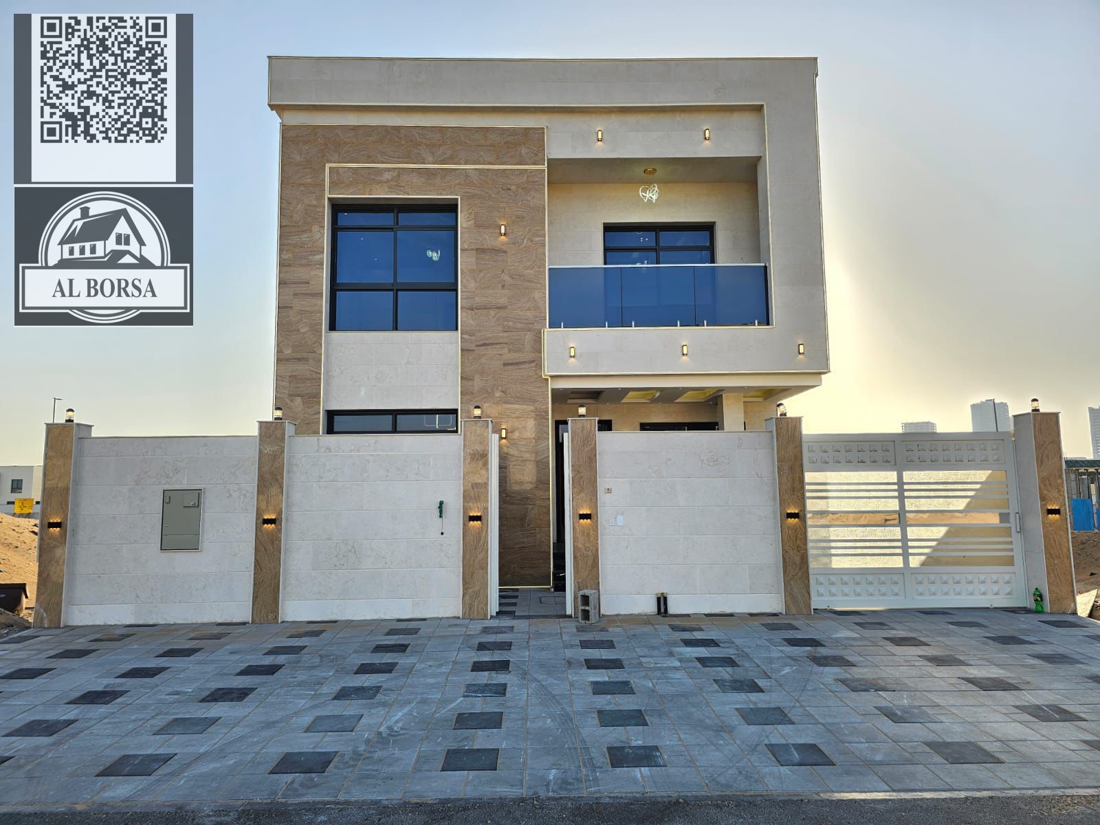 Luxurious villa for sale in Ajman, Al Waha 1, next to Azha, near the main street. 3 floors. 6 master bedrooms. Majlis. 2 living rooms. Main kitch