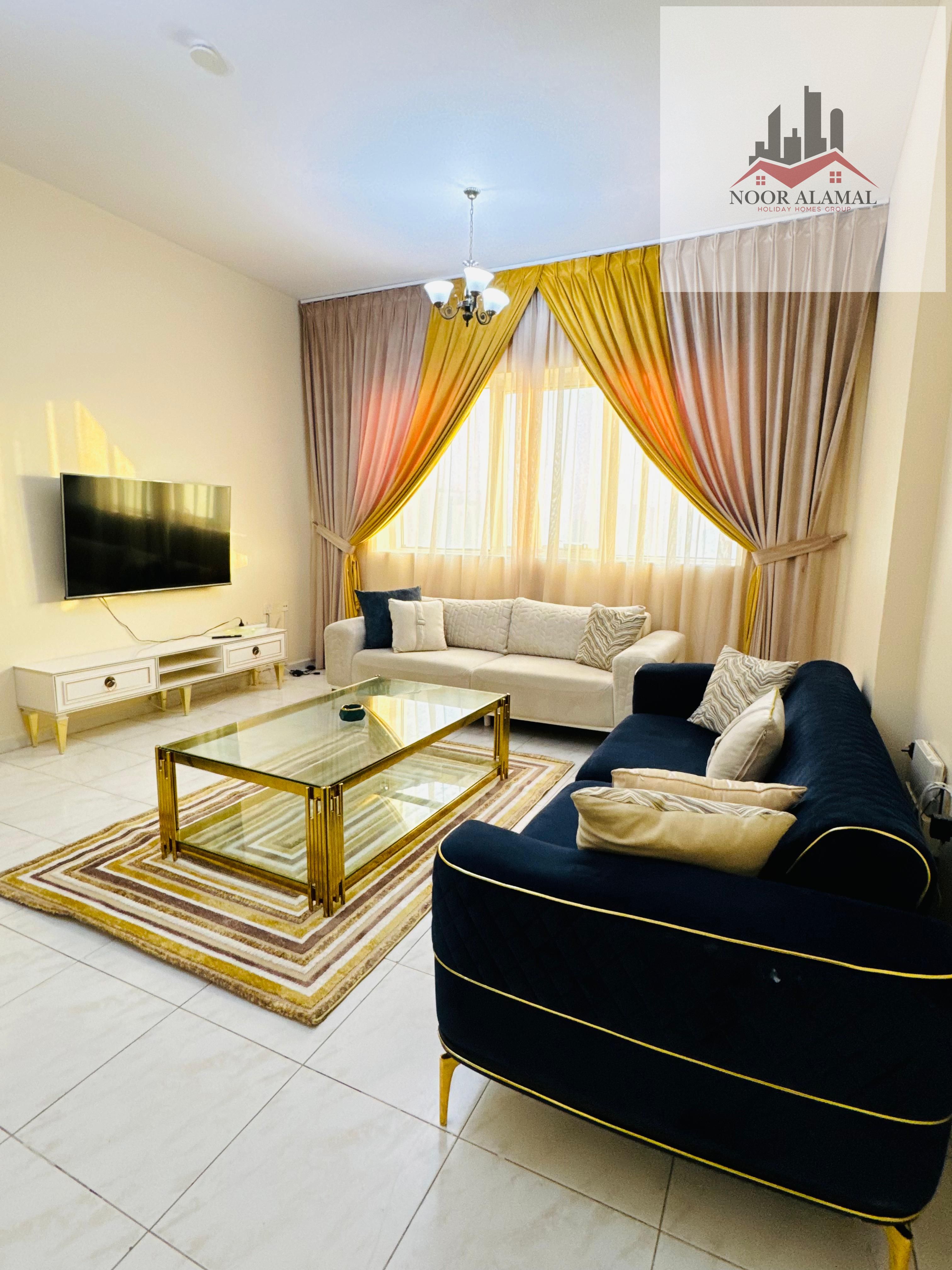 Sharjah Al Taawun, Oriana Hospital Street, super deluxe room and hall, 2 bathrooms, price 5000, including internet only