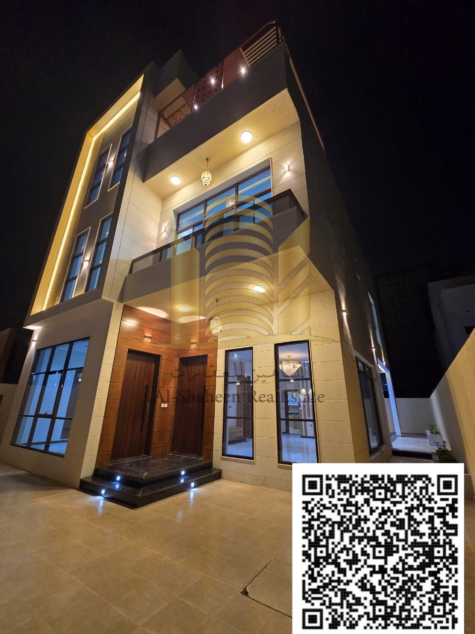 Villa for sale in Al-Amerah area Ground floor, first floor, and roof Land area: 3,014 square feet Built-in area: 4,300 square feet 6 bedrooms, a living room, a kitchen, electricity, water, and a swimming pool. Central air conditioning is available. The vi