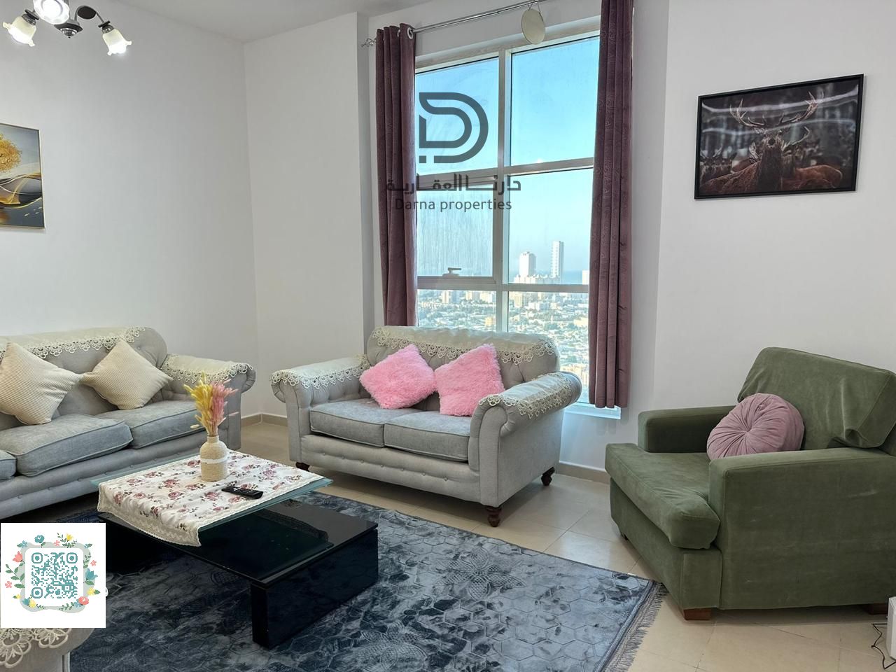 Two rooms and a hall / open view of the Sheikh's palace / high floor / installments / free parking