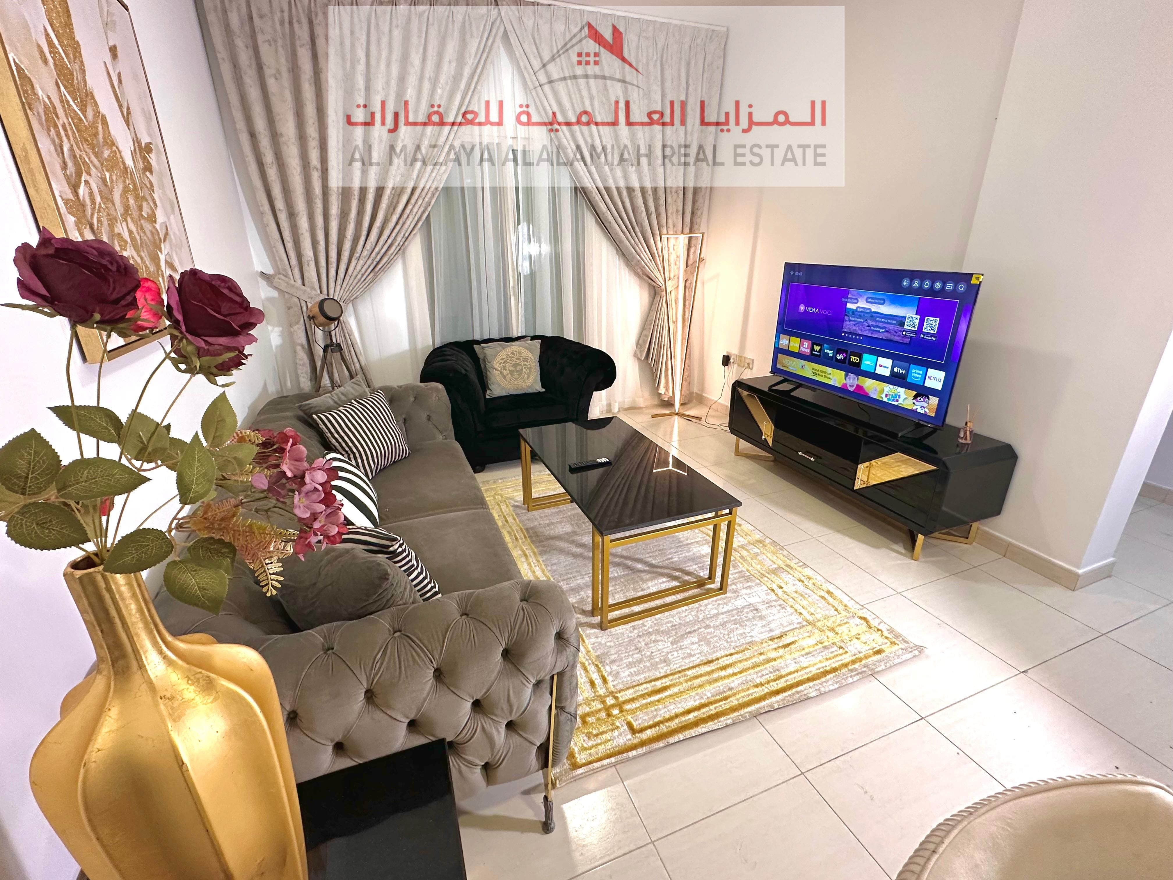 For Rent Monthly A fully furnished One-bedroom Two-bathroom apartment in Al Muailah