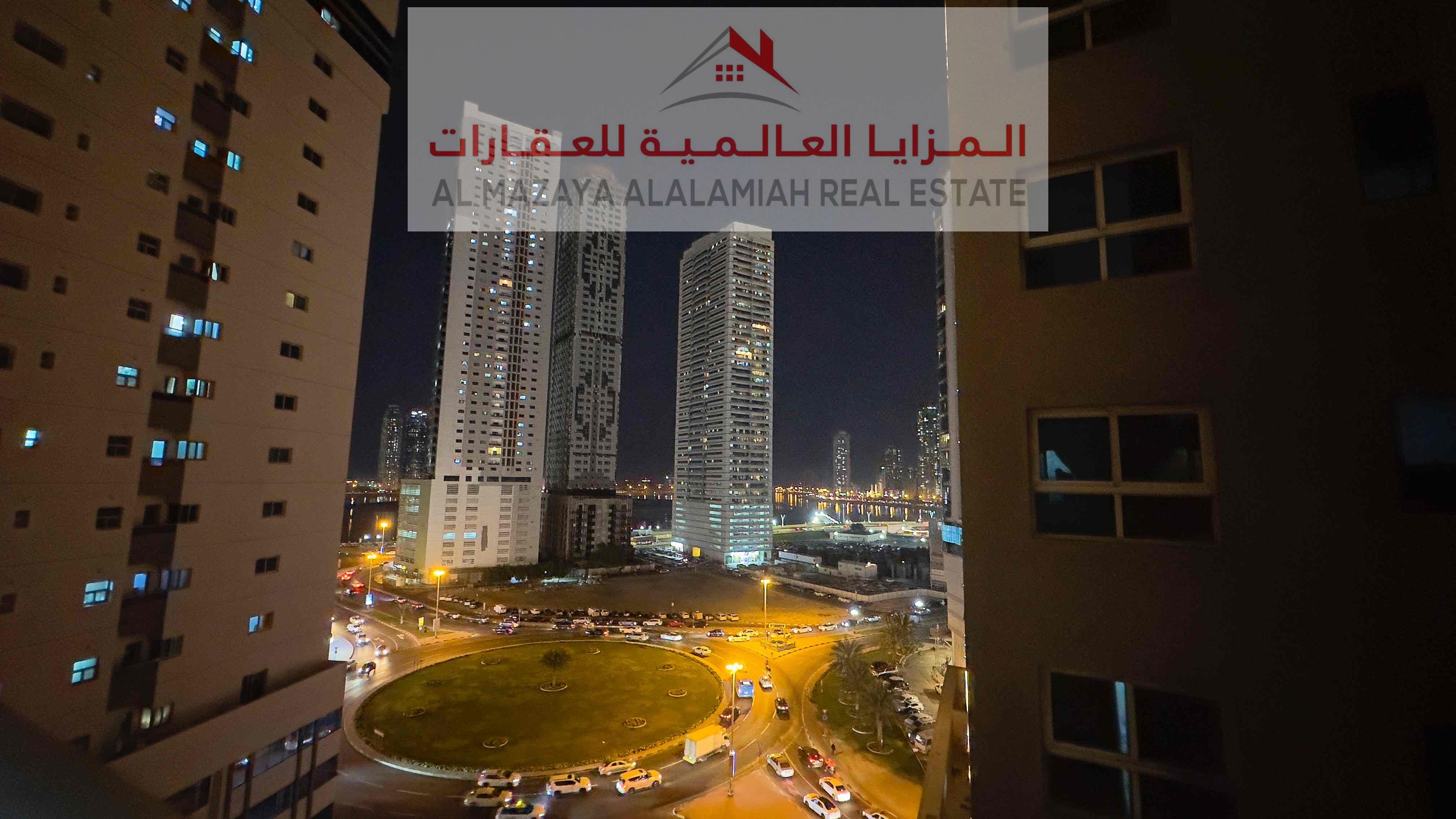For monthly rent -completely new - first resident , fully furnished deluxe two-bedroom apartment - Sharjah, Al Taawun - with internet