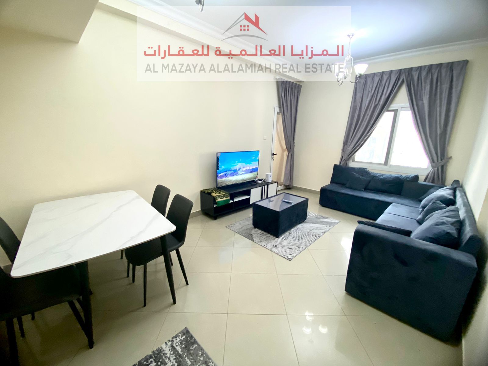 For monthly rent - fully furnished two-bedroom apartment - Sharjah - Al Taawun - with internet