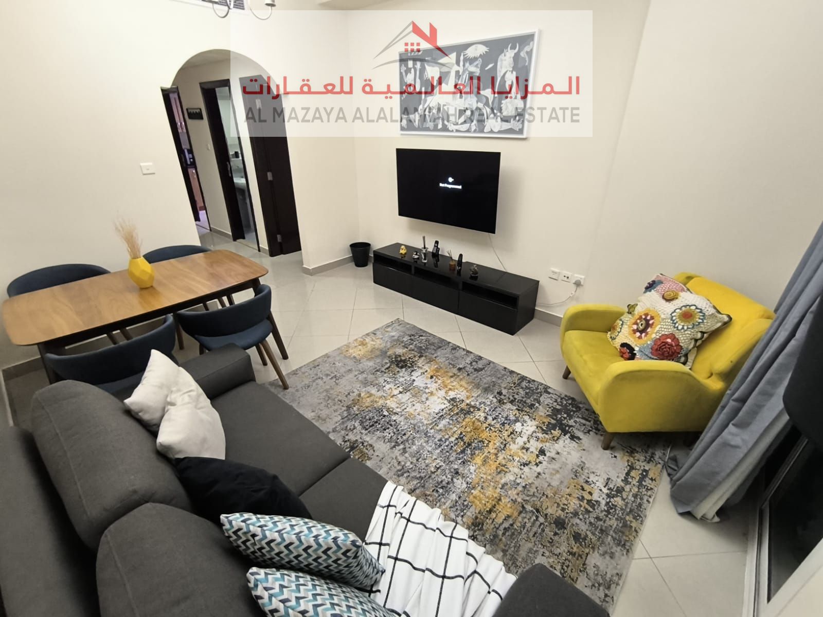 for rent monthly A fully furnished Two-bedroom Two-bathroom apartment in Al Taawun 1