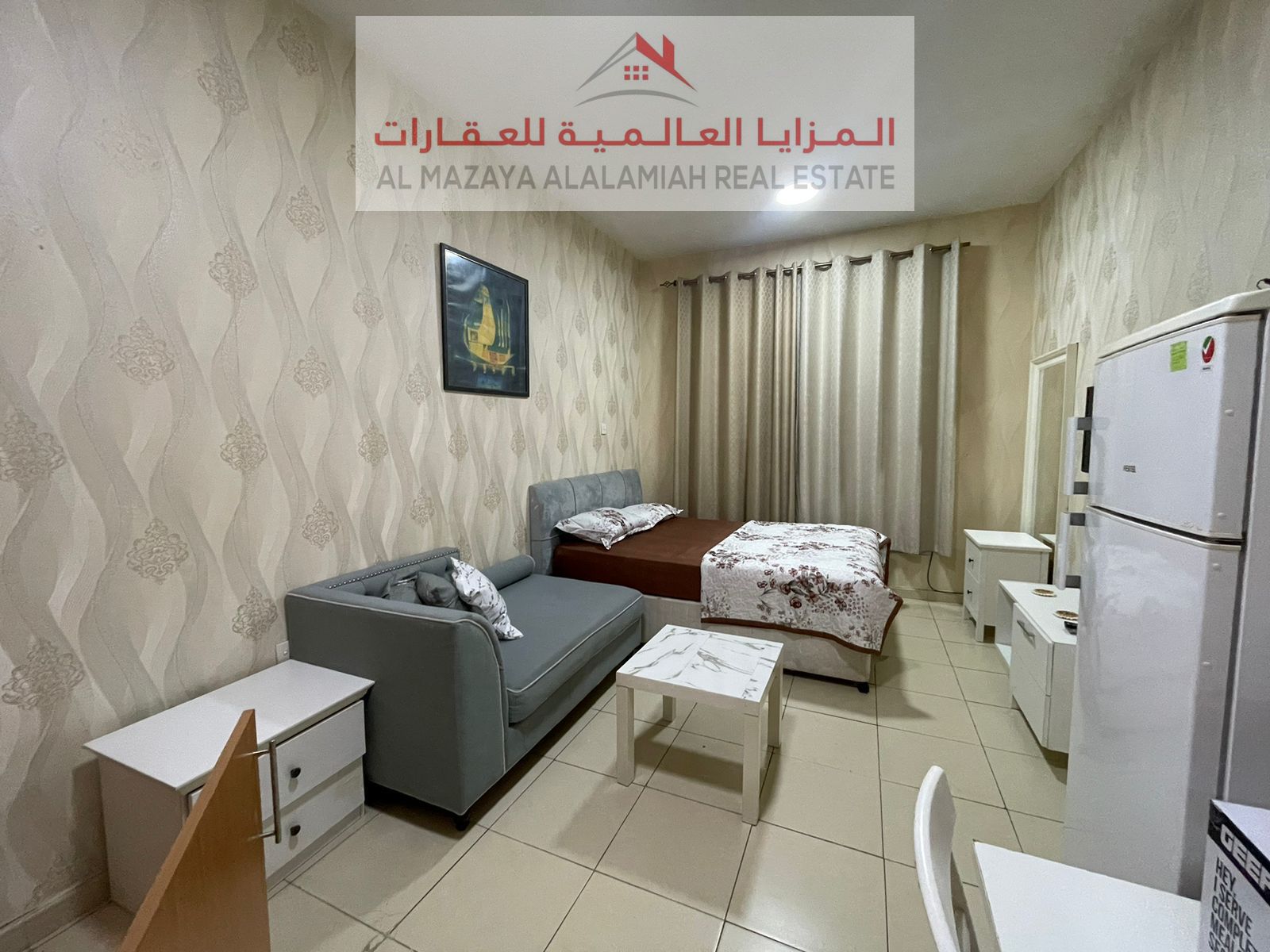 Furnished studio in Al Butina, Sharjah, behind Nesto Market, including internet