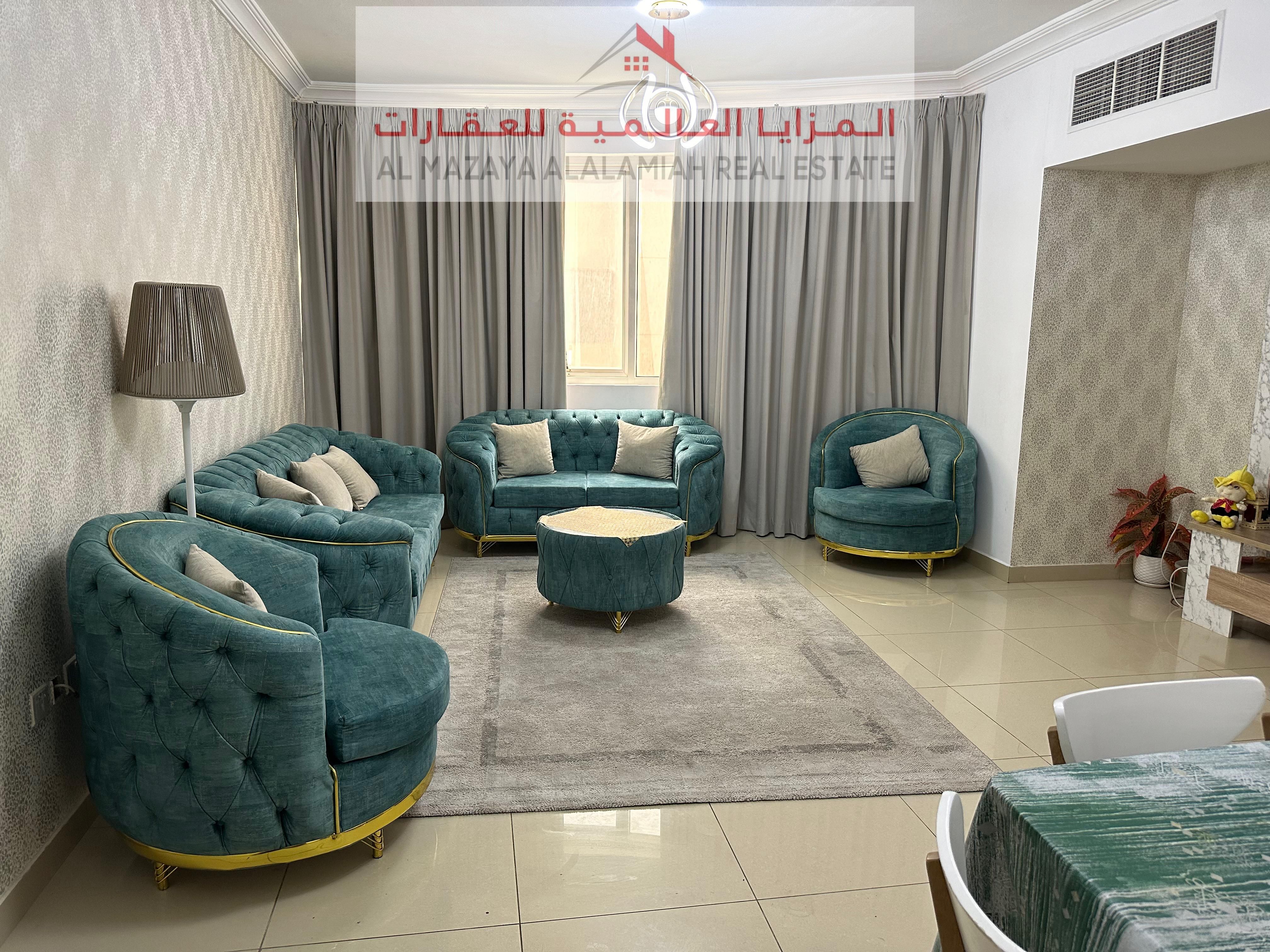 Monthly - Two rooms and a hall - Al Taawun - Deluxe furniture - With internet -3 bathrooms