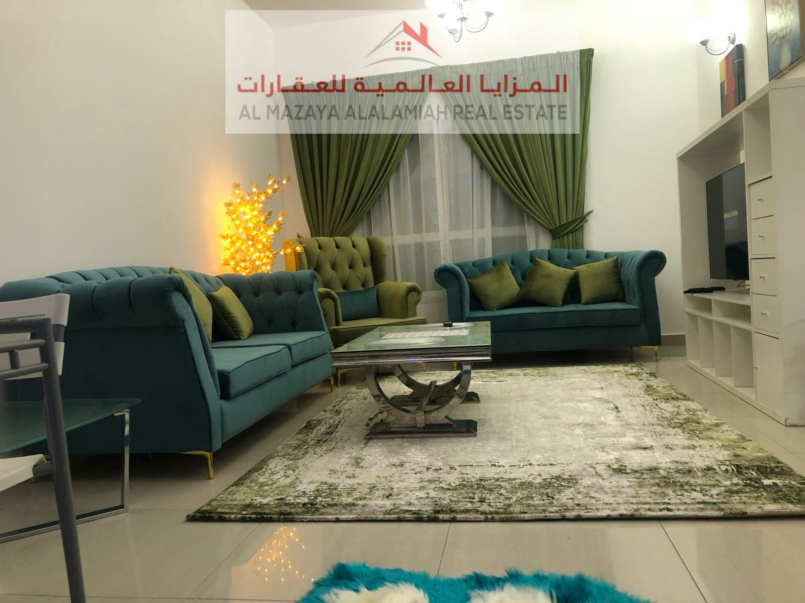 A fully furnished two-bedroom apartment with a living room in Al taawun , close to Sharjah Corniche, for monthly rent