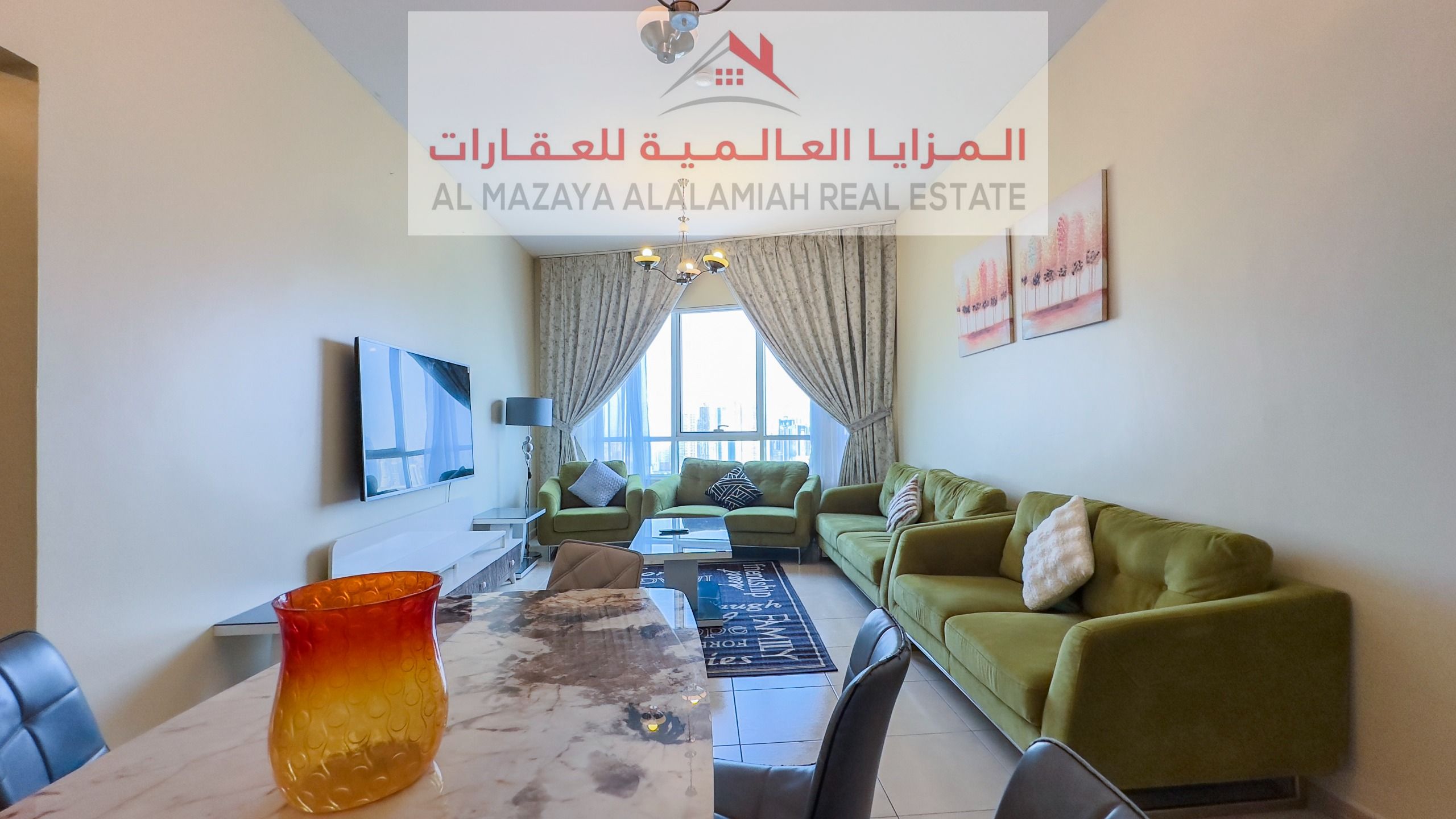 Monthly -3 rooms and a hall - Al khan - beach tower1 - Deluxe furniture - With internet - 3 bathrooms