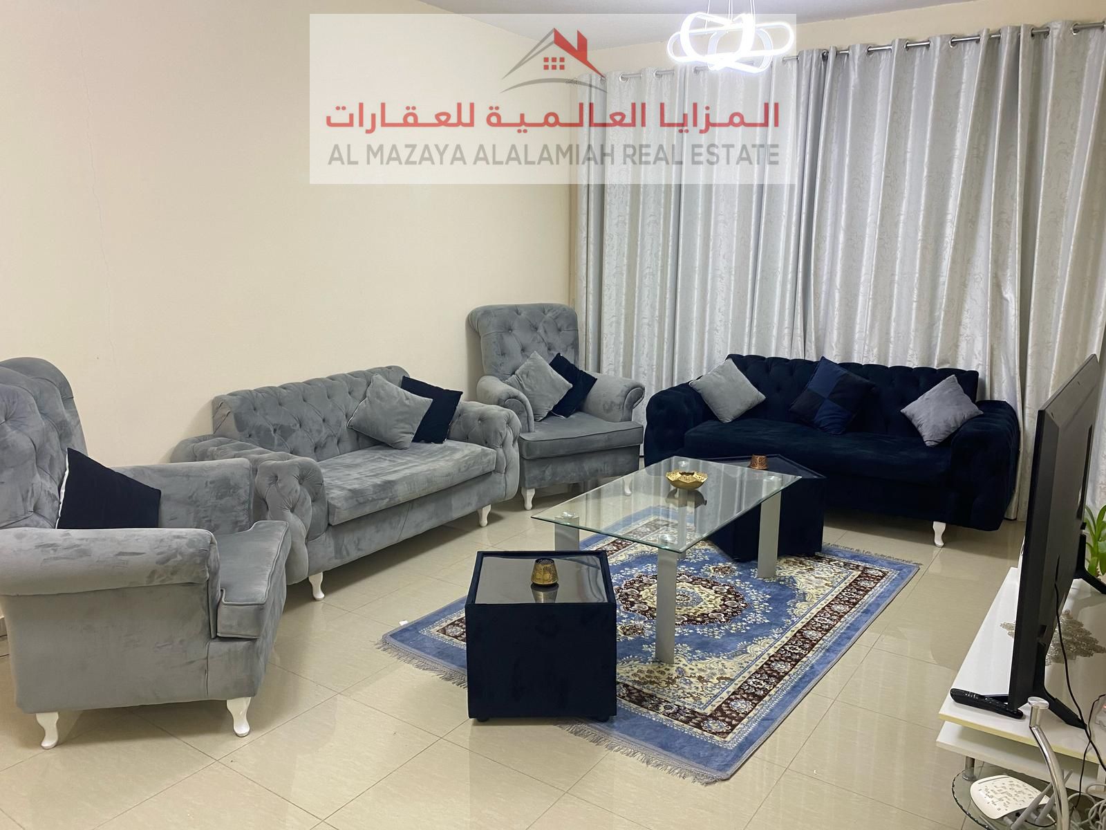 Monthly - Two rooms and a hall - Al Taawun - Deluxe furniture - With internet -3 bathrooms