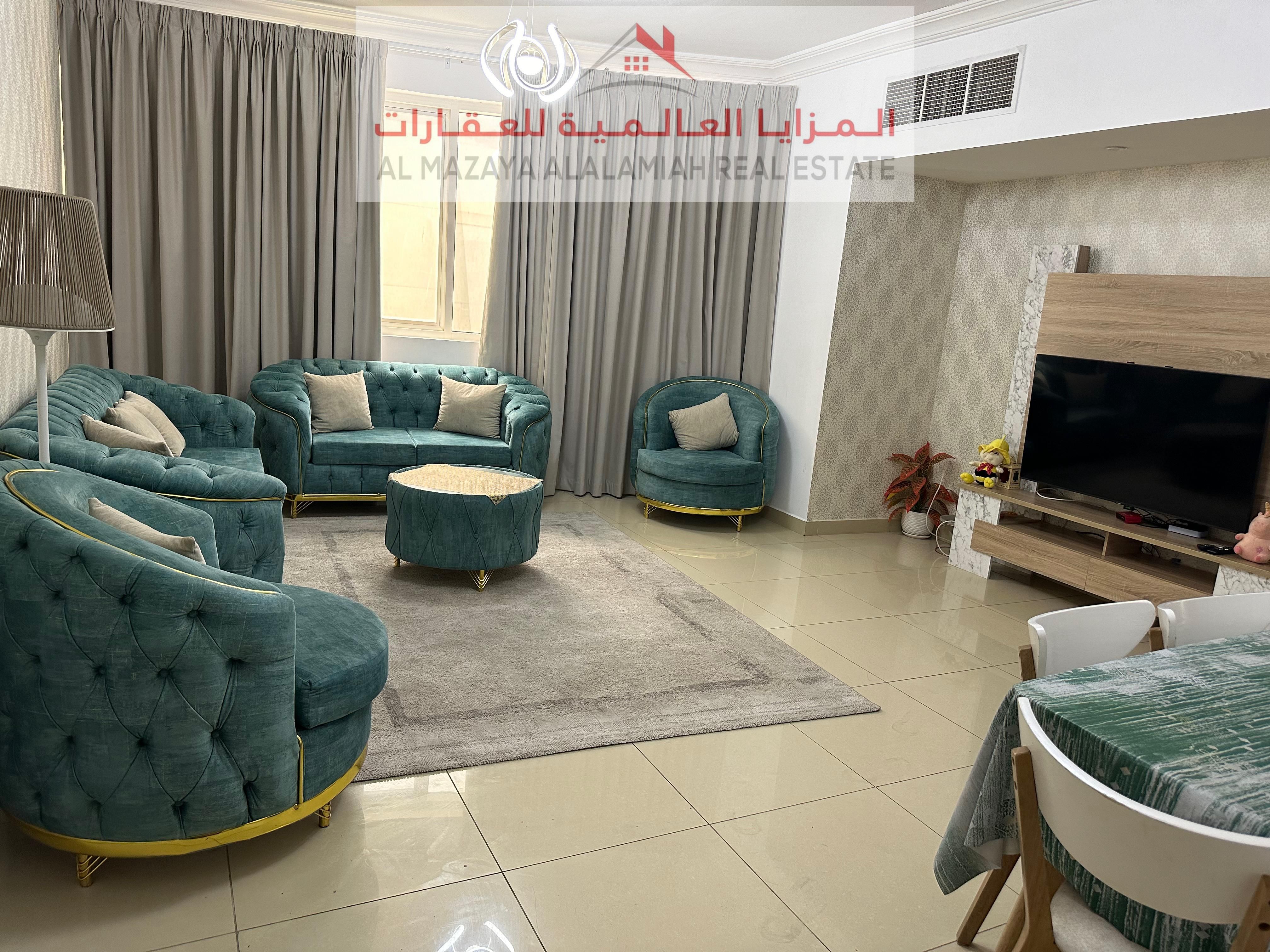 Monthly - One room and a hall - Al Taawun - Deluxe furniture - With internet - 2 bathrooms - 1 balconies.