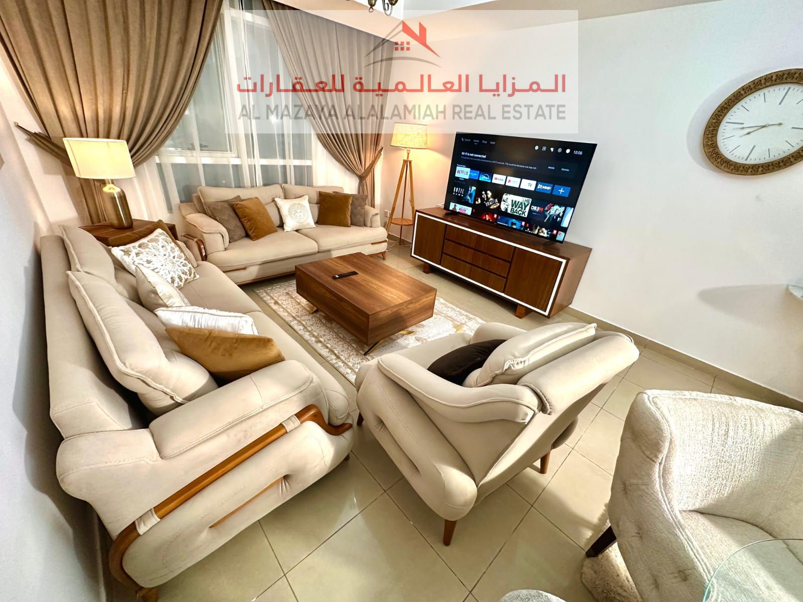 Two rooms and a hall, Al Taawun, lake view, 3 bathrooms, 1 balcony