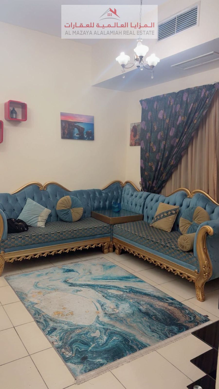 For rent monthly - fully furnished one-bedroom apartment and living room with hotel furniture - Sharjah - Al Mamzer - with internet