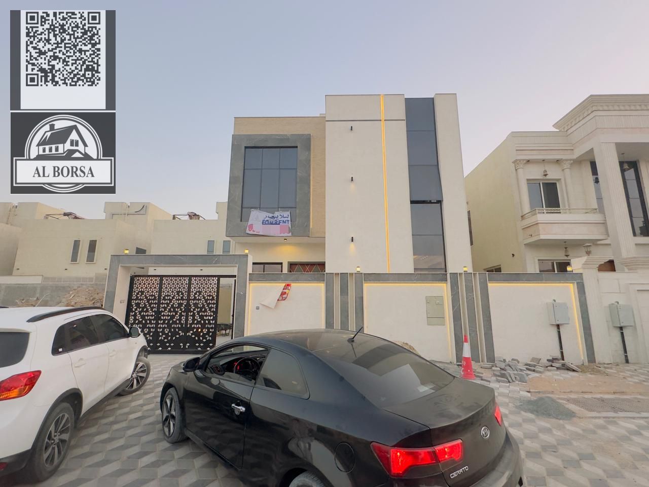 For rent in Al Helio: two floors and a rooftop, first-time tenant. 6 master bedrooms, a majlis, 2 living rooms, a maid's room, and a laundry room.