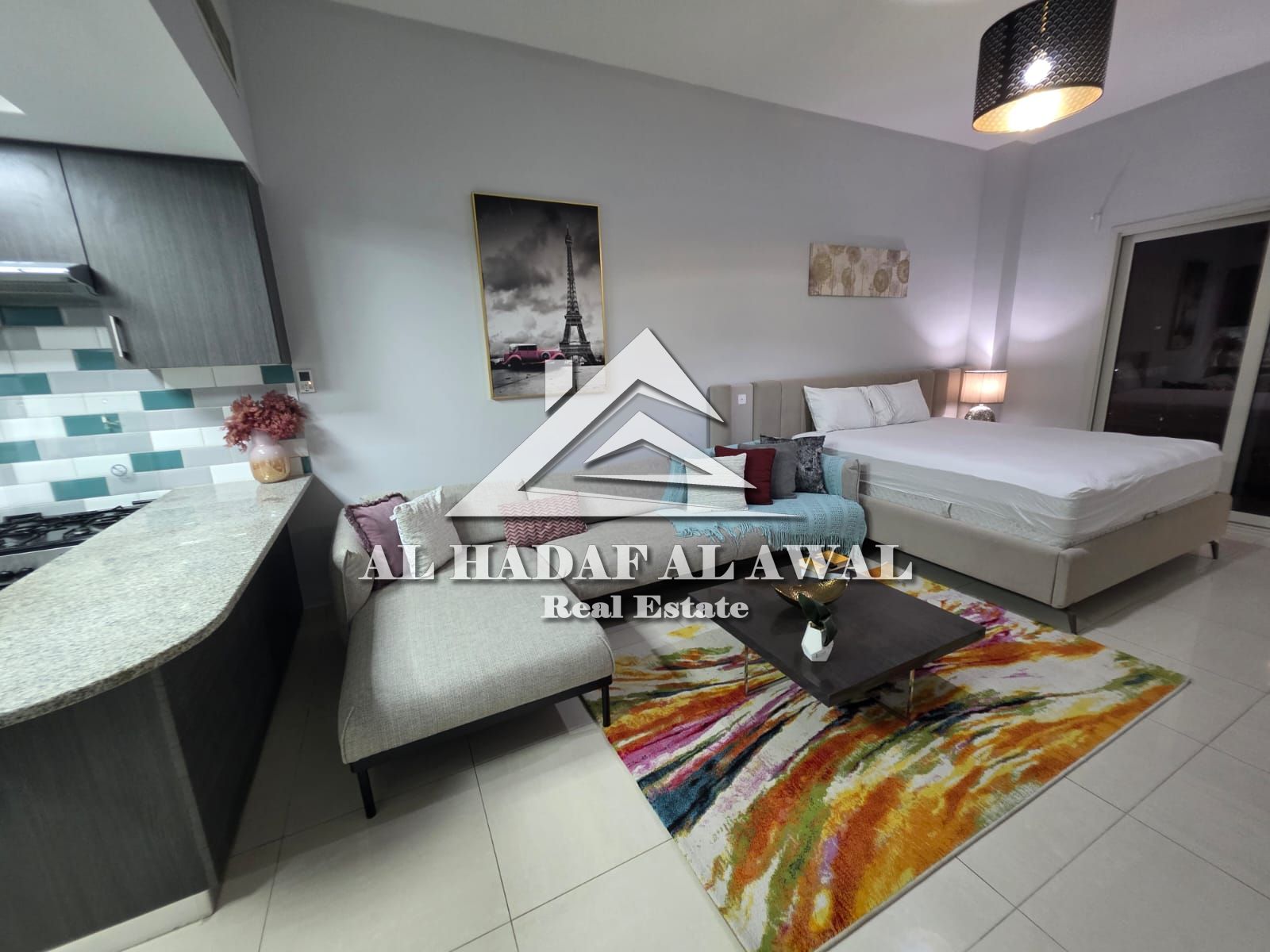 For monthly rent in Al mamsha area, a studio incloding all bills