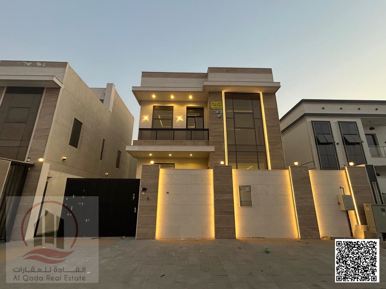 Villa for sale in Al Zahya area, Ajman, elegant design, prime location, including registration fees, water, electricity and air conditioning