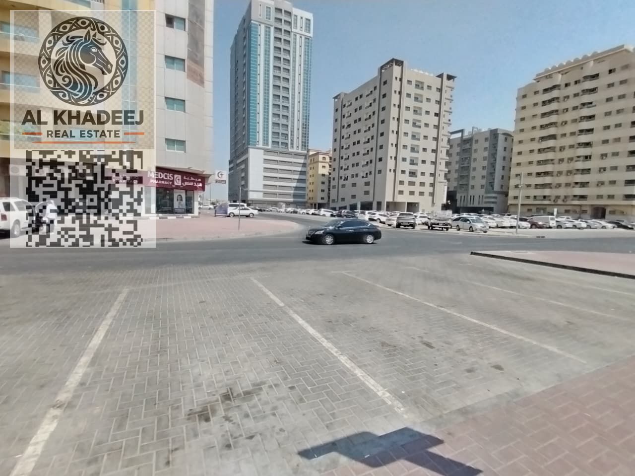 Two adjacent shops with a large area suitable for all activities in the Rashidiya 1 area next to Mina Street, easy access to Dubai and Sharjah