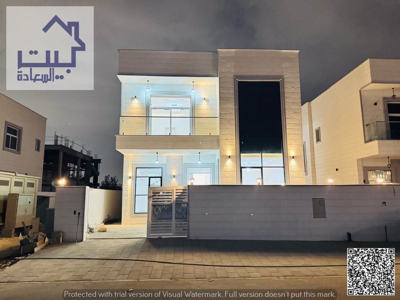 Villa for sale, including registration and ownership fees, water, electricity, and air conditioning, near Sheikh Mohammed bin Zayed Road. Bank financi