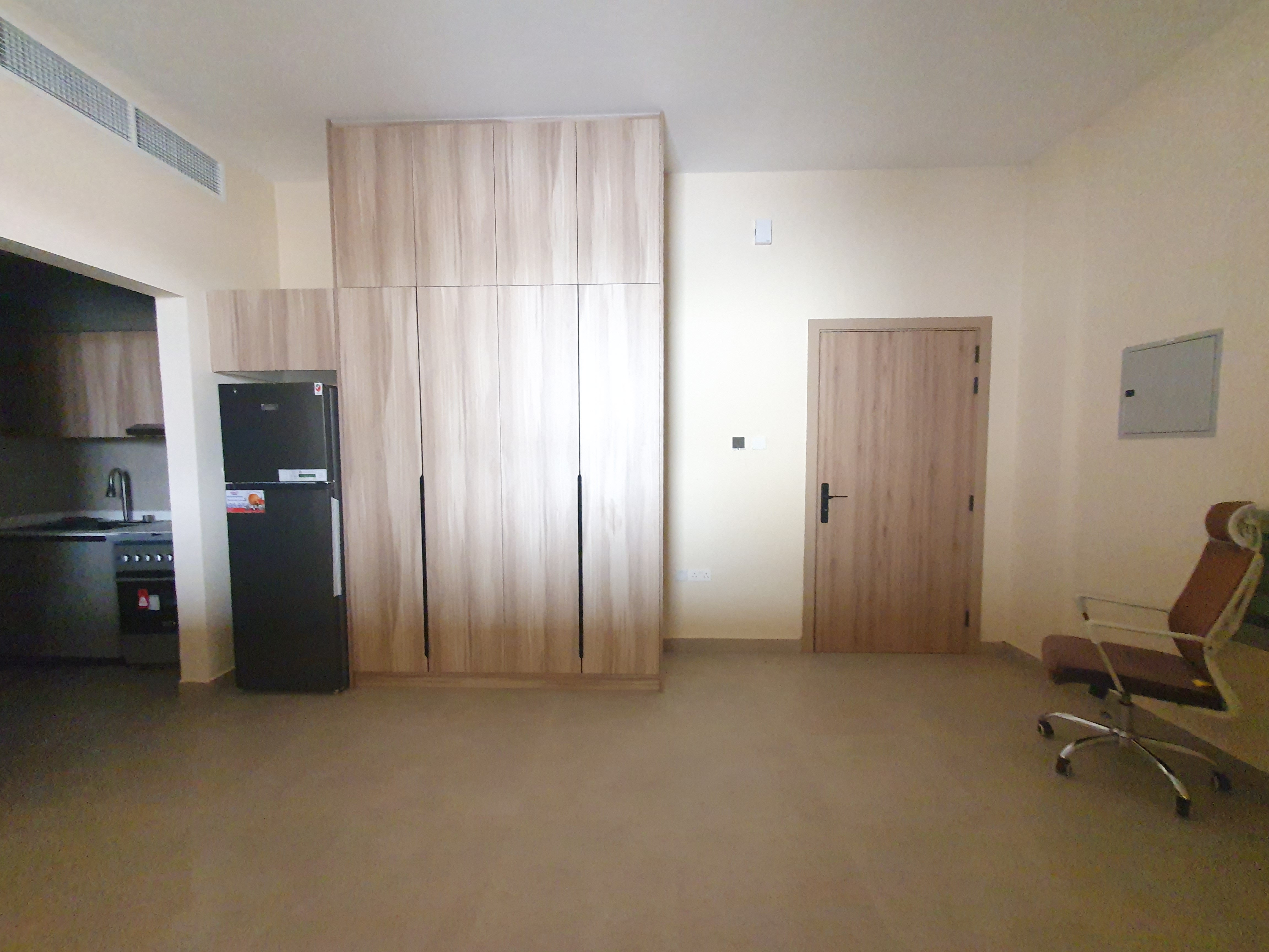 Brand new studio semi furnished and separate kitchen in al hoshi price 32k