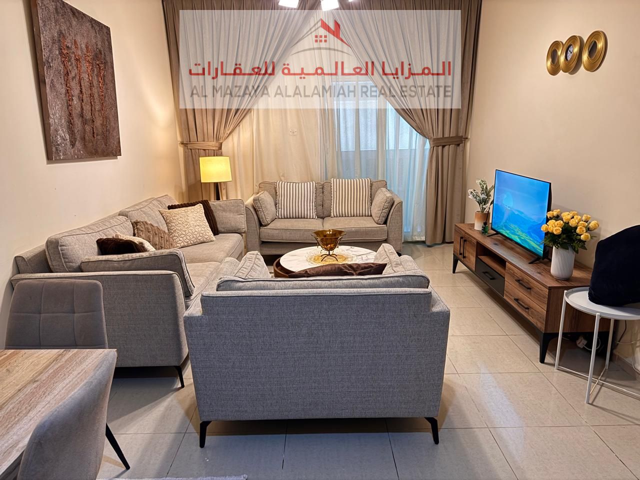 for rent monthly A fully furnished One-bedroom Two-bathroom apartment in Al Taawun 1