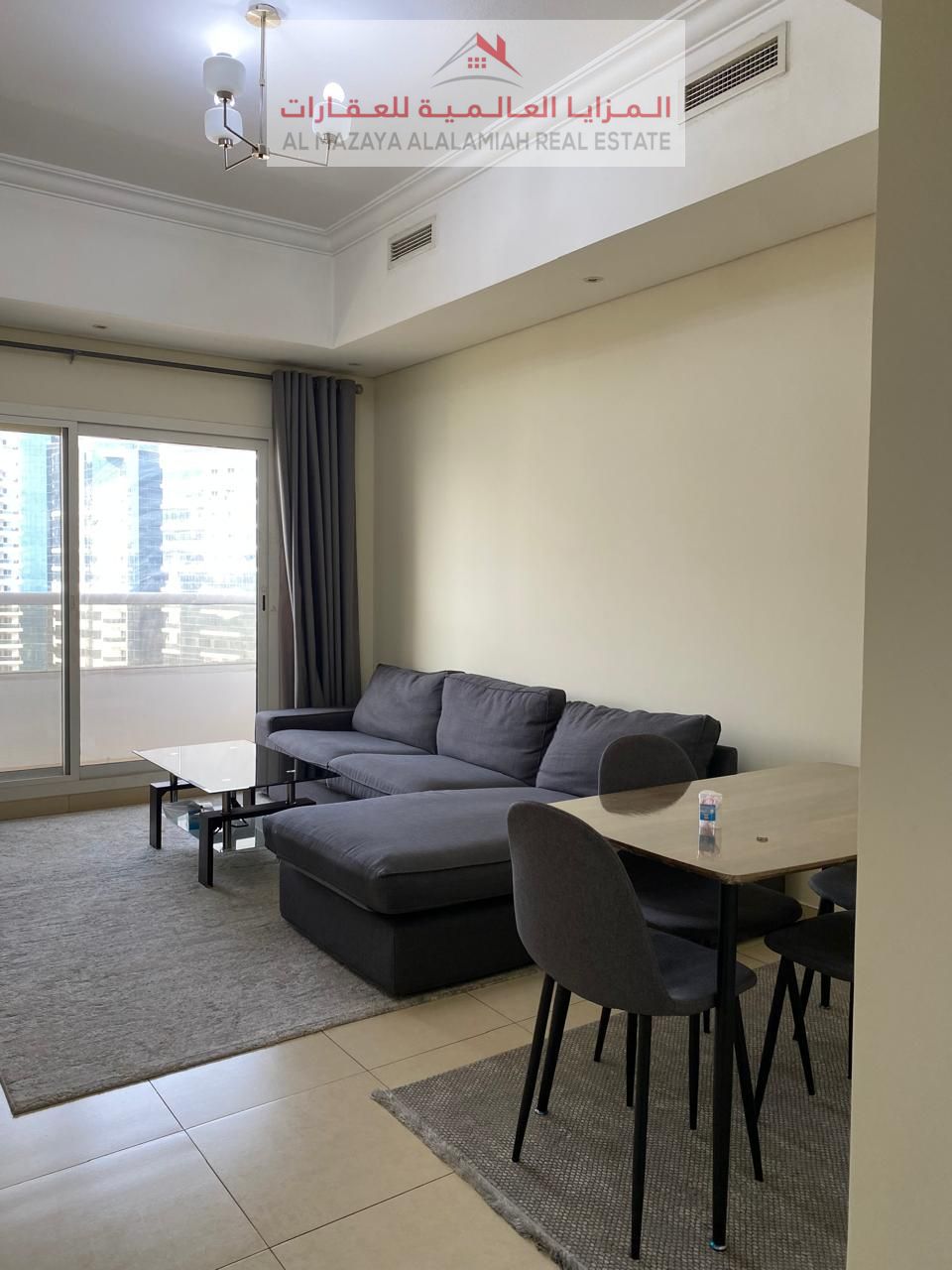 For rent monthly - fully furnished one-bedroom apartment and living room with hotel furniture - Sharjah - Al Mamzer - with internet