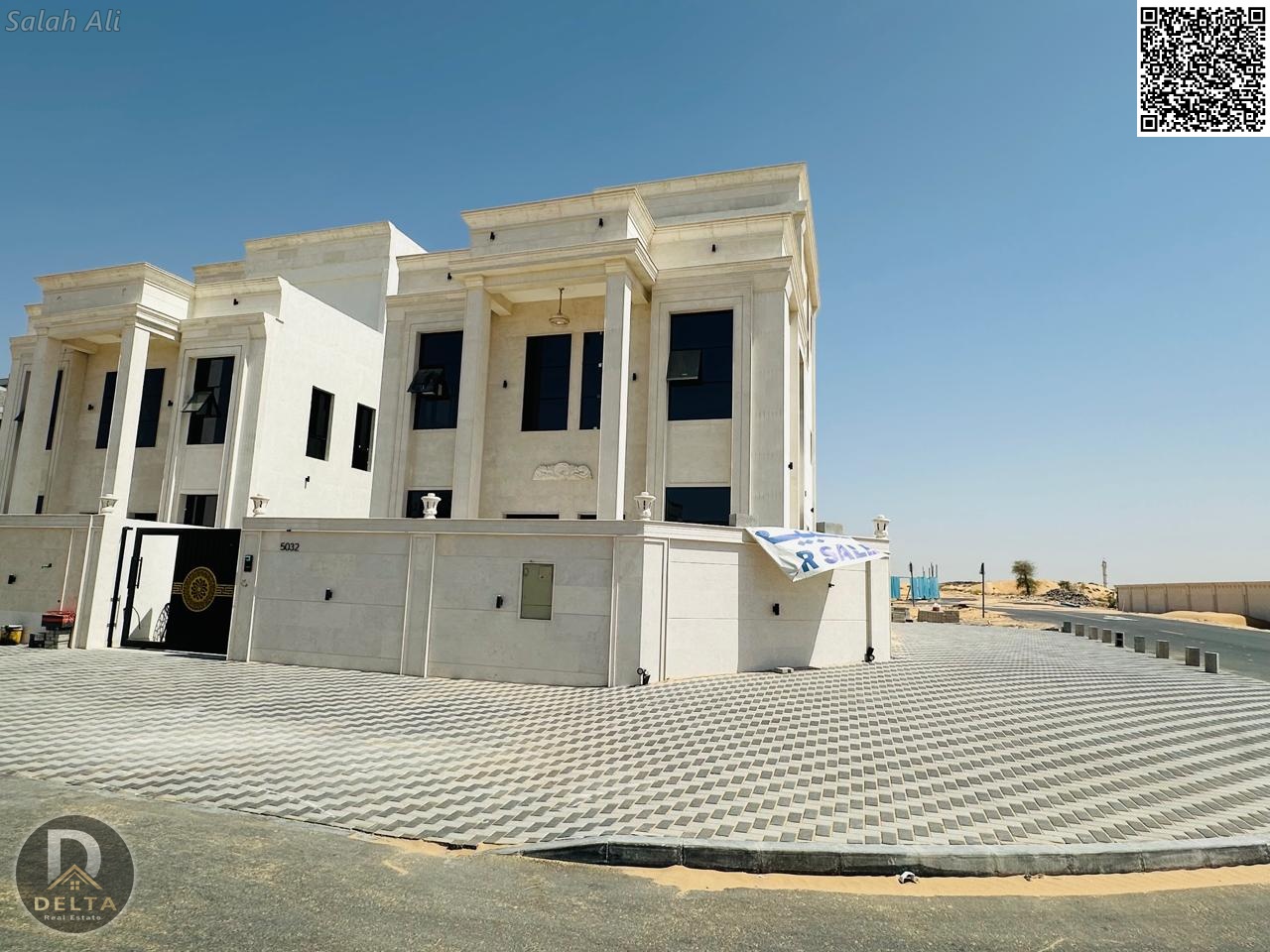 One of the most luxurious villas in Ajman, with a palace design, super deluxe finishing, and personal construction, with freehold ownership.