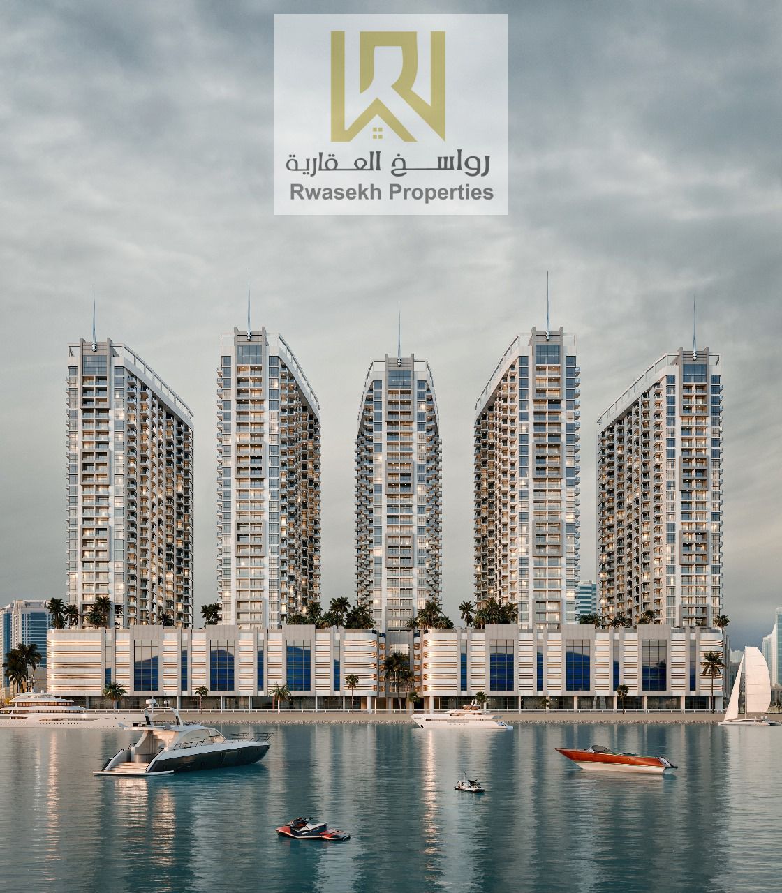 For Sale Luxury Apartments in Creek Project - Ajman Scenic views of Ajman Creek Flexible payment plan up to 7 years without interest Rate