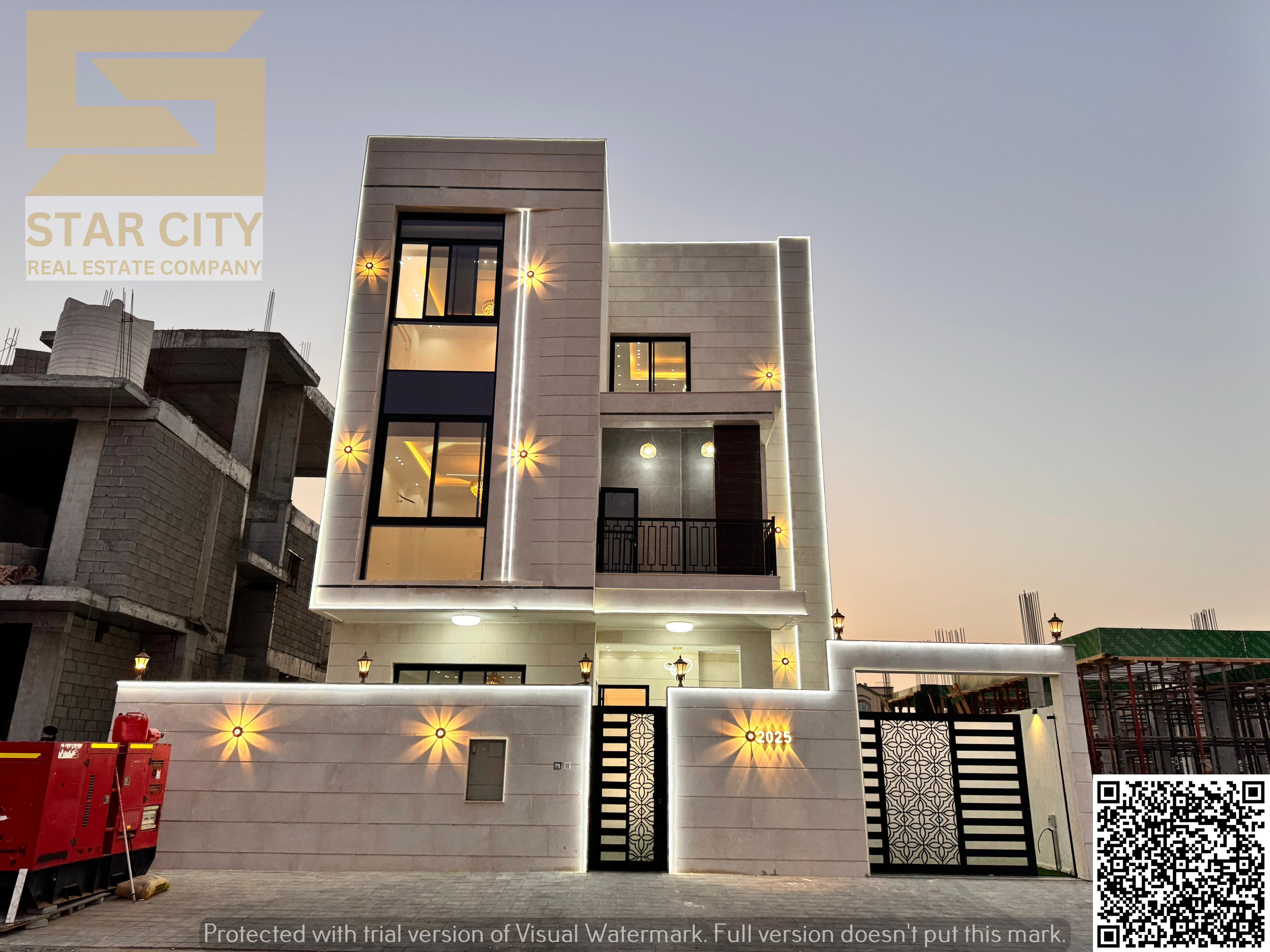 Modern Luxury Villa for Sale in Al Zahia 2 – Ajman | 6 Master Bedrooms + Private Pool + Rooftop Lounge | Electricity, Water & A/C Included