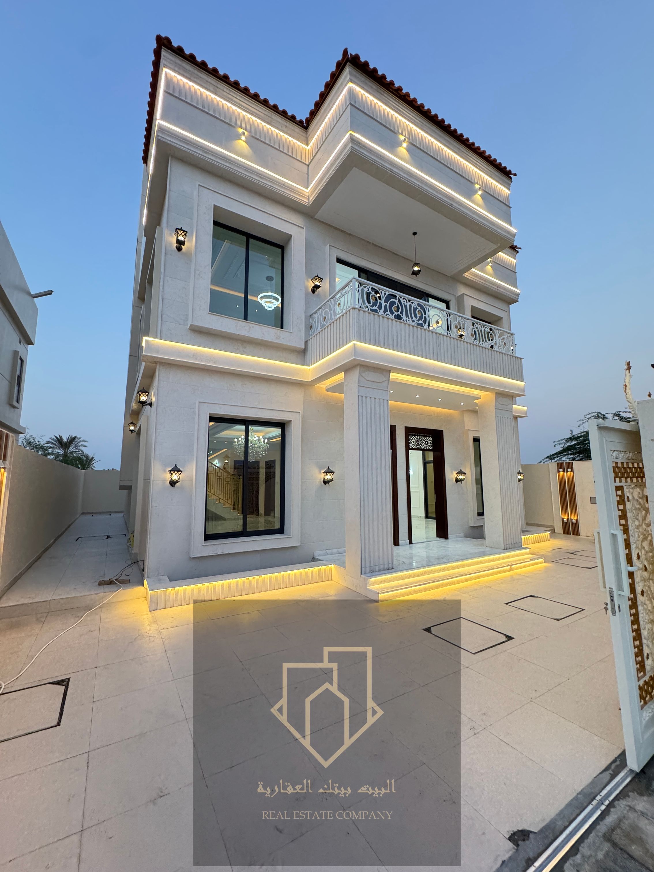 For sale a villa with 5 master rooms, . a council, a hall and a maid's room in Al-Zahia area, a front rebound 28 meters