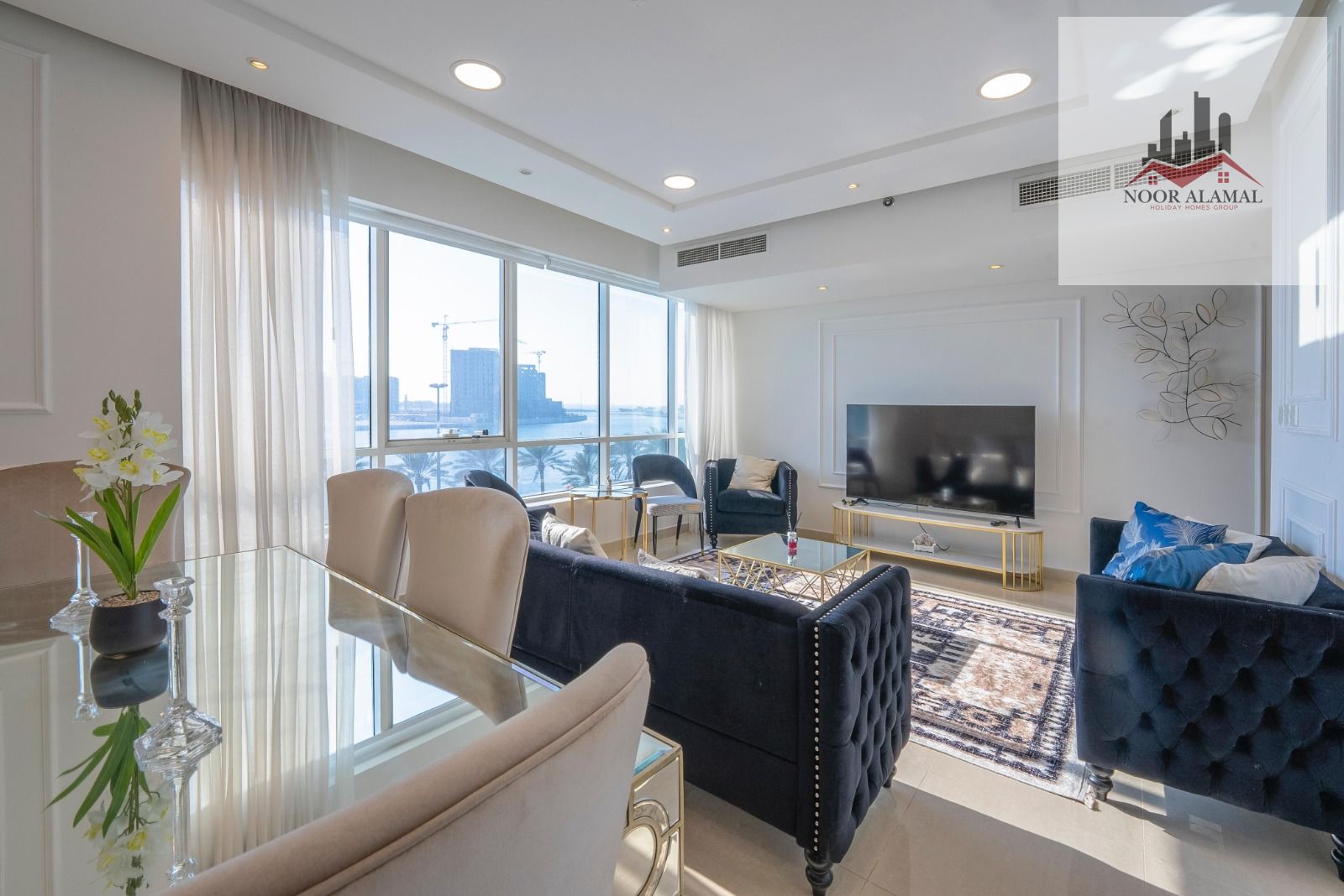 Sharjah Al Khan apartment, one bedroom, hall, kitchen and two bathrooms