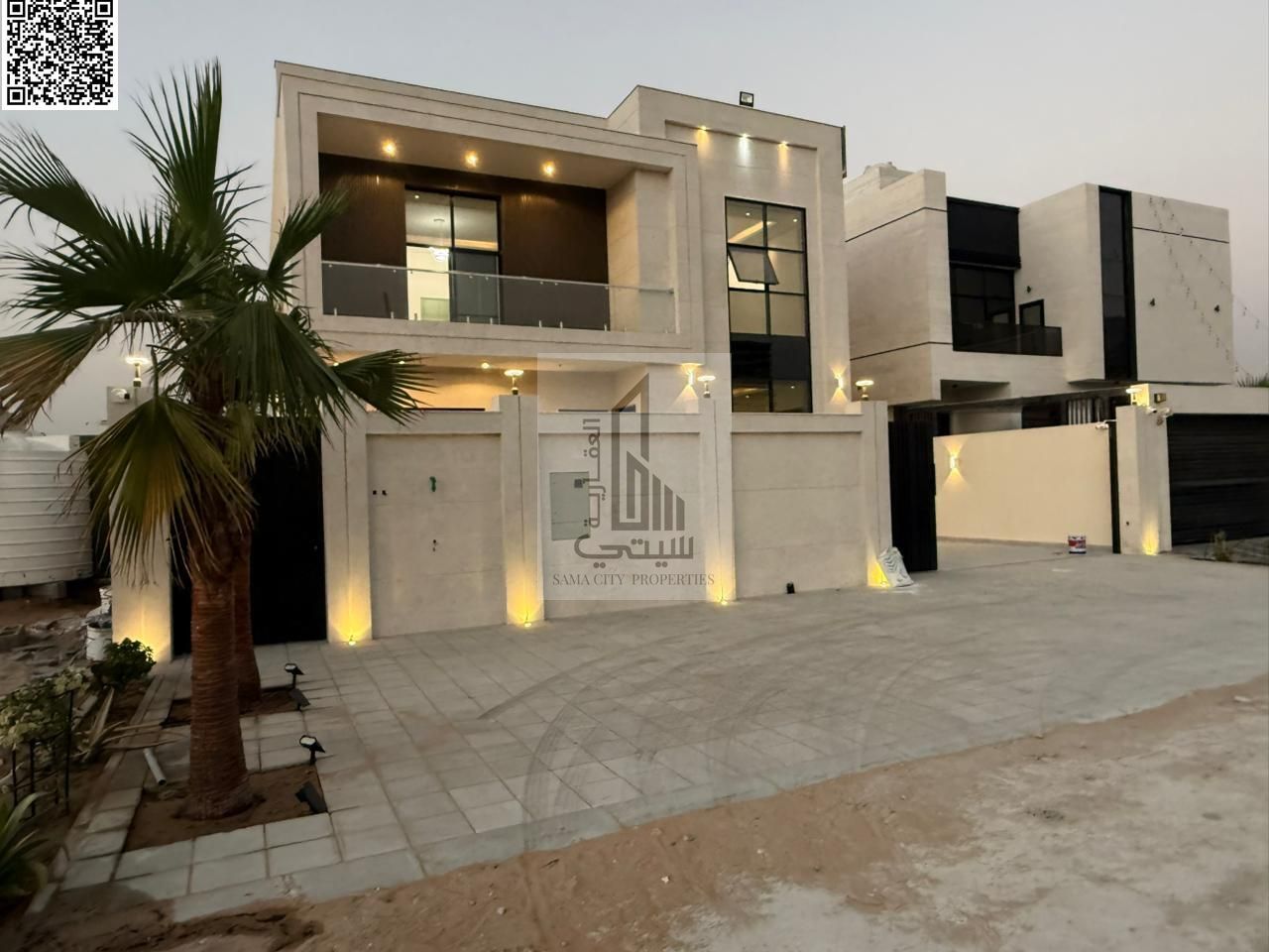 Villa for sale in Al Amerah Features: • 5 master bedrooms • Majlis with bathroom • Hall with bathroom • Main kitchen • Maid's room • Large setback i