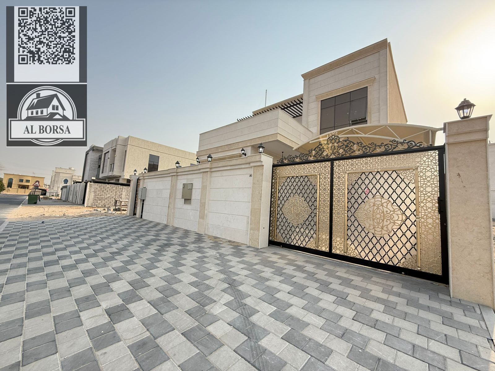 For rent, a modern villa with an elegant design in Al Helio - Ajman. Rent is only 100,000 dirhams in installments.