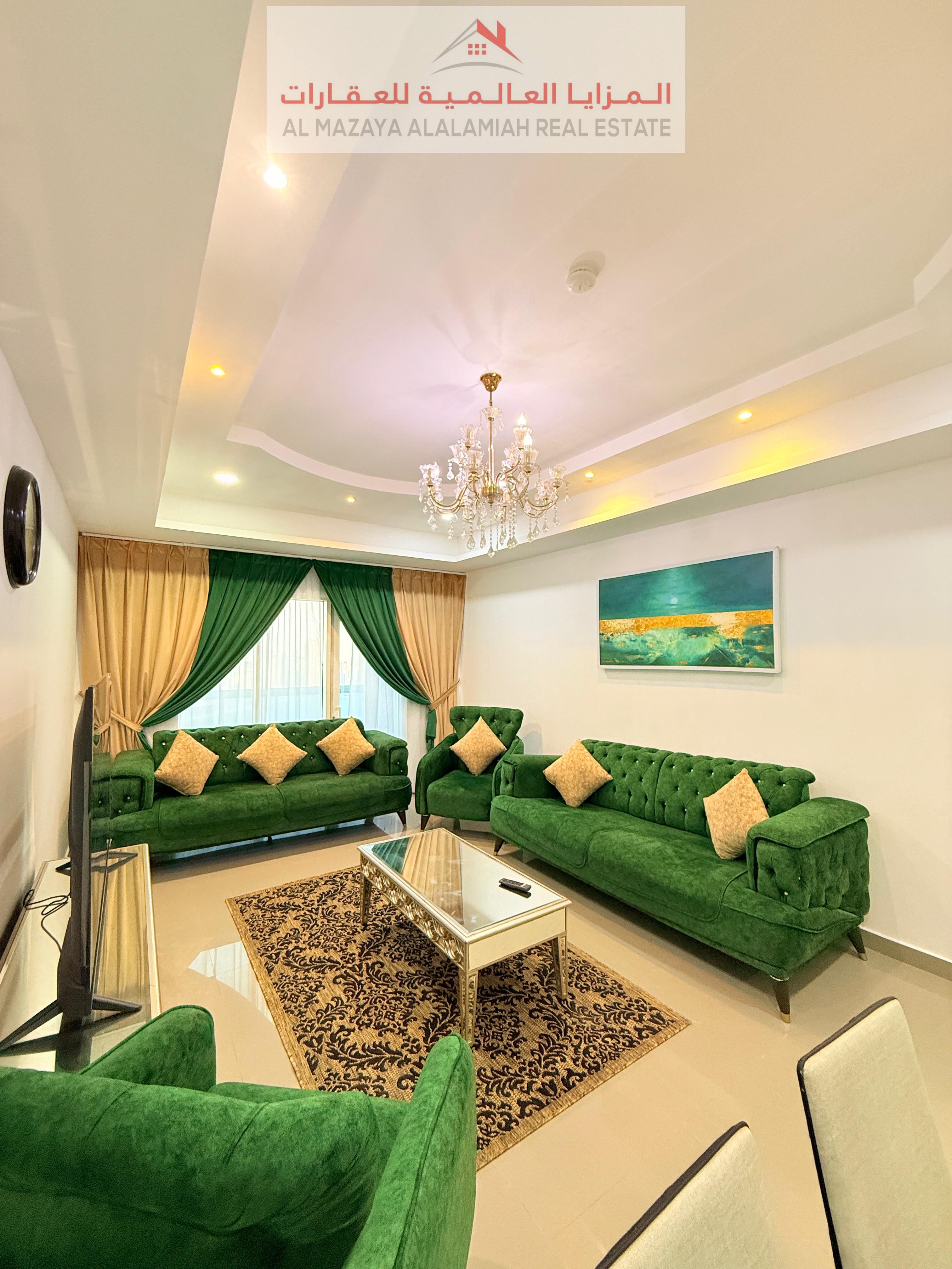 Monthly -3 rooms and a hall - Al khan - beach tower 1 - Deluxe furniture - With internet - 4 bathrooms