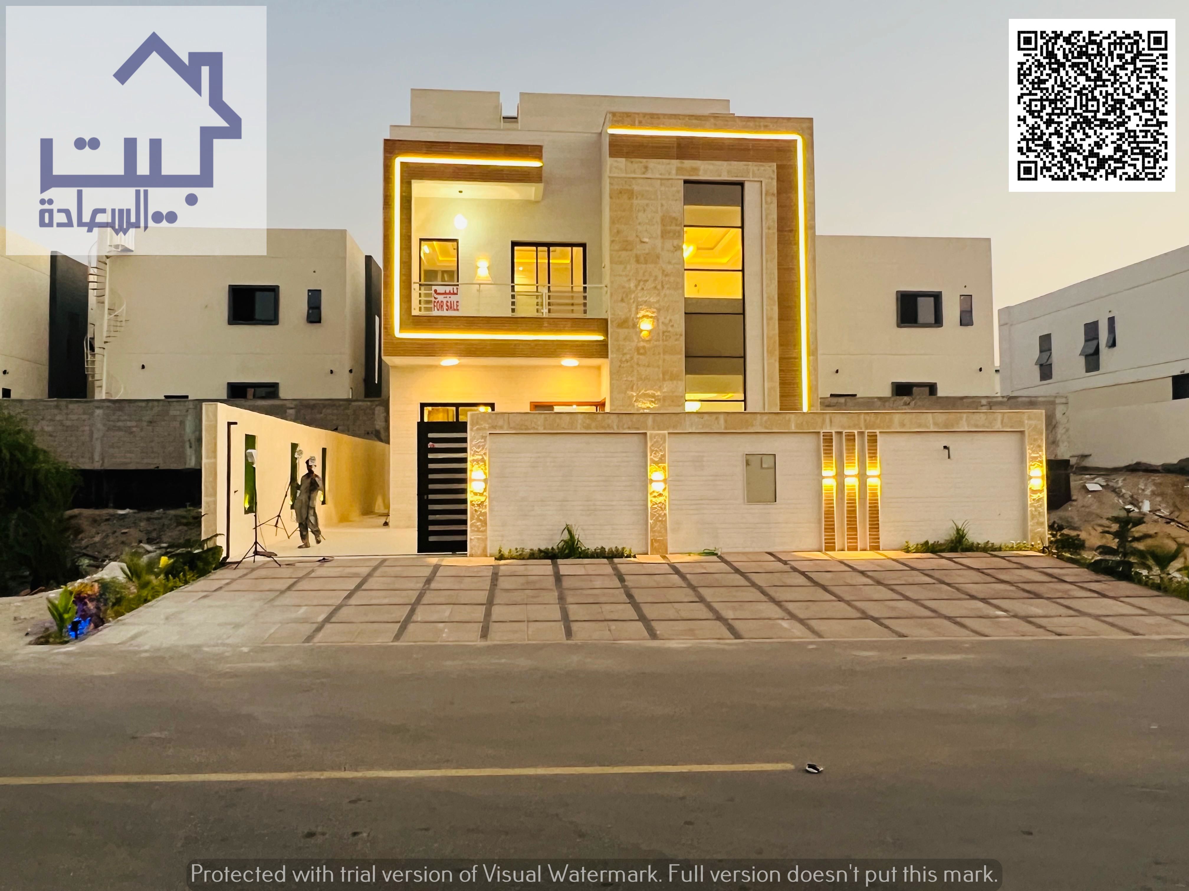 The luxurious two-story villa of your dreams, with a roof, including registration and ownership fees, is located near services on Sheikh Mohammed bin
