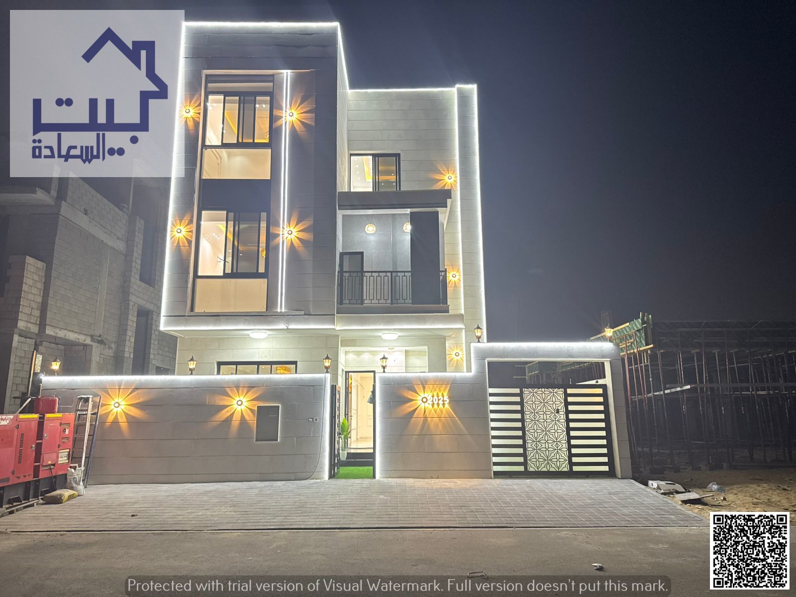 Modern villa for sale in the upscale Al Zahya area, European design, includes water, electricity & AC, excellent location near all services, freeho
