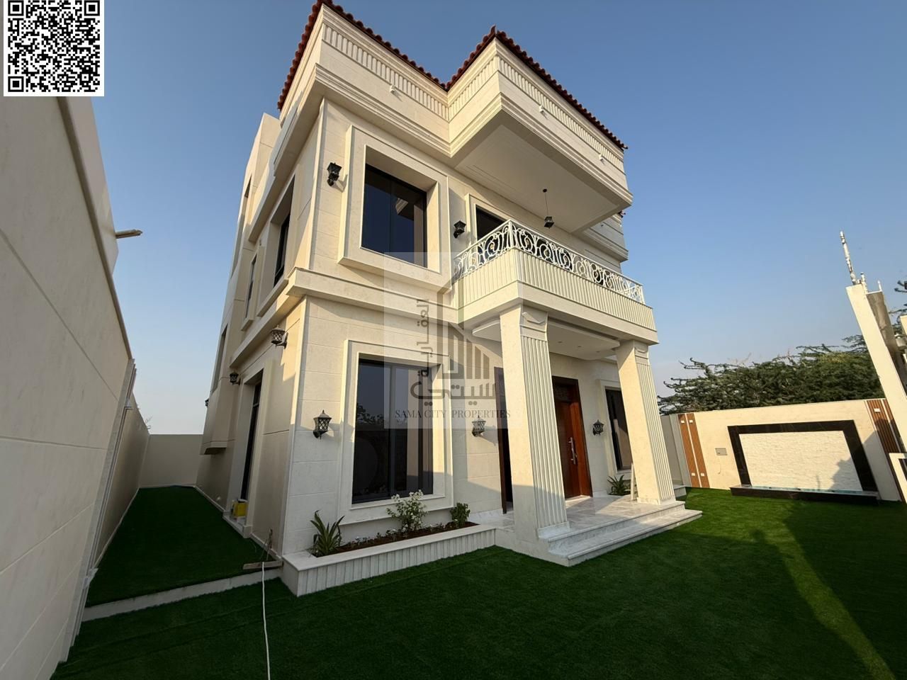 Villa for sale in Al Zahia Features: 5 master bedrooms • Majlis with bathroom • Living room with bathroom • Main kitchen • Maid's room • Large setba