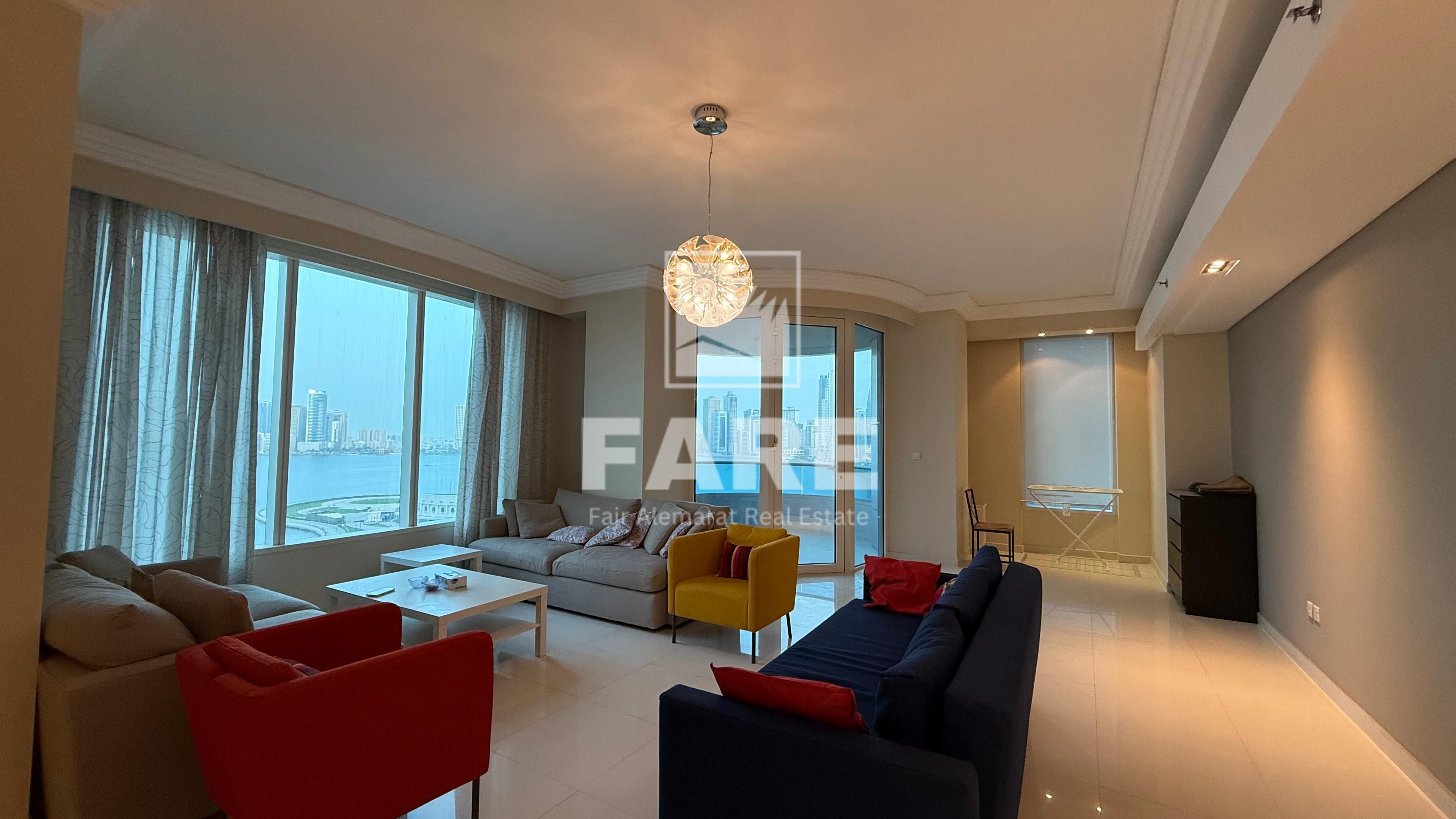 Luxury Apartment 3BR for Rent – Blue Tower, Al Majaz 3 – Sharjah