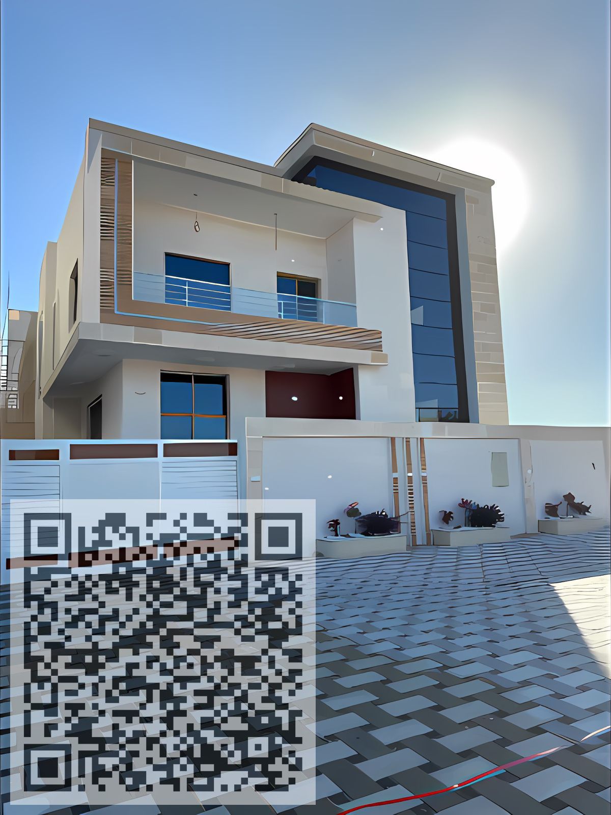 Villa for sale in the Al Helio area in Ajman. The villa is located on a main street and includes all registration fees. The villa has large master bed