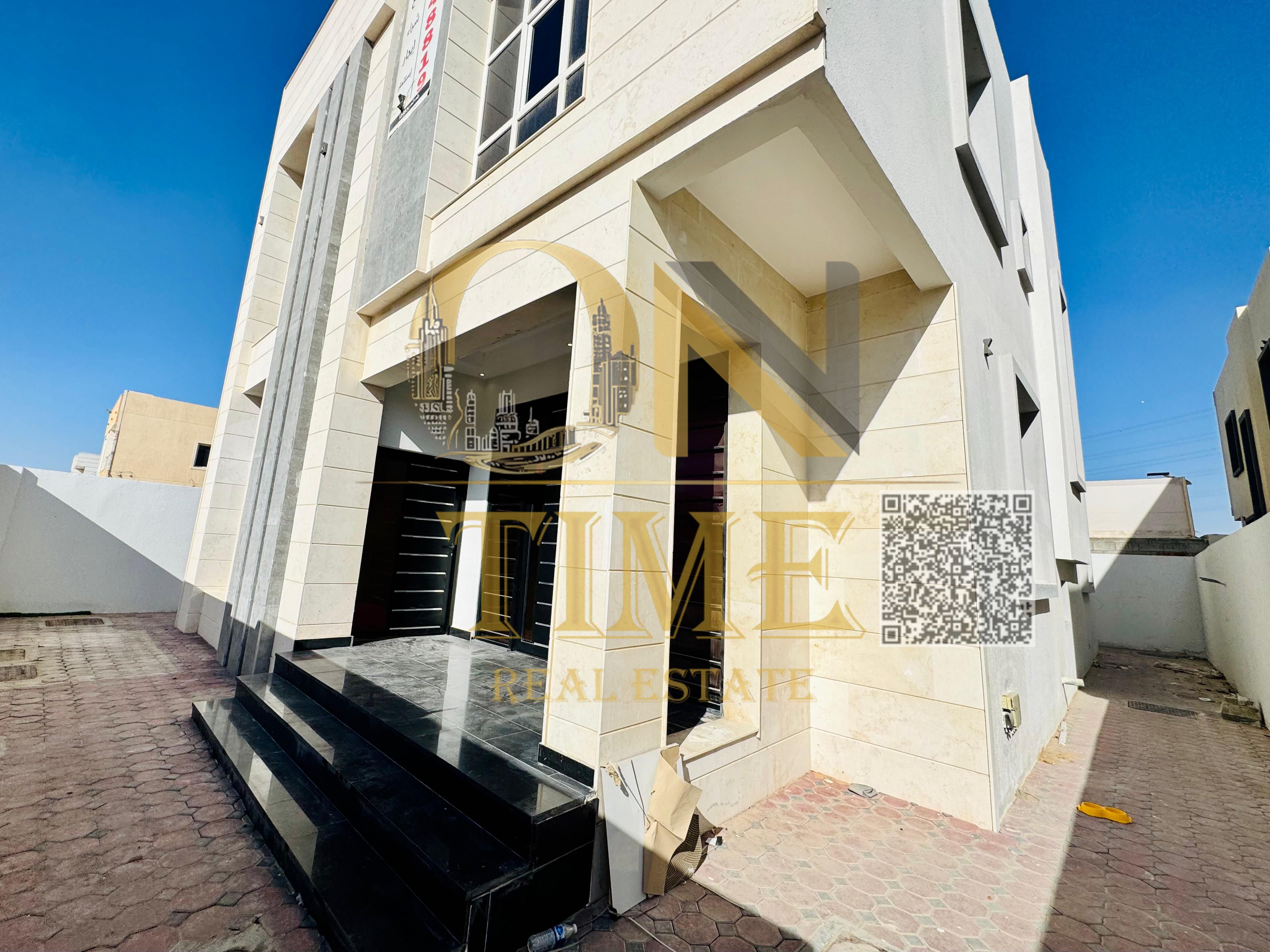 For rent, a luxurious second-floor villa in the Al Helio area of Ajman. This prime location is close to Al Hamidiya Park and McDonald'