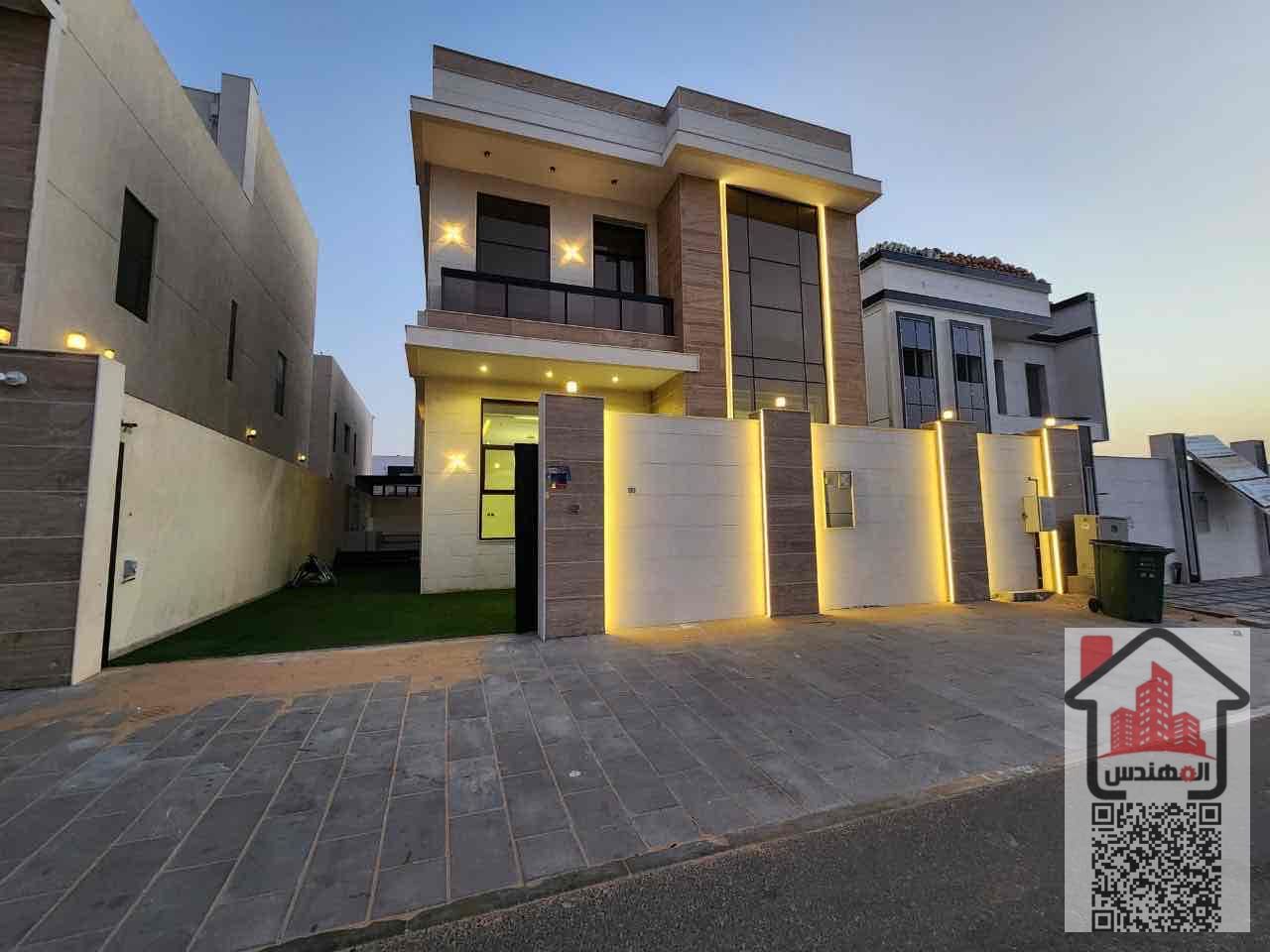 Villa for rent in Al Zahya area near Sheikh Mohammed bin Zayed Road Ground floor, first floor and roof Second floor for rent Area 3014 feet It consists of 7 master bedrooms, a living room, two halls, a kitchen, a spacious courtyard, a parking lot and a