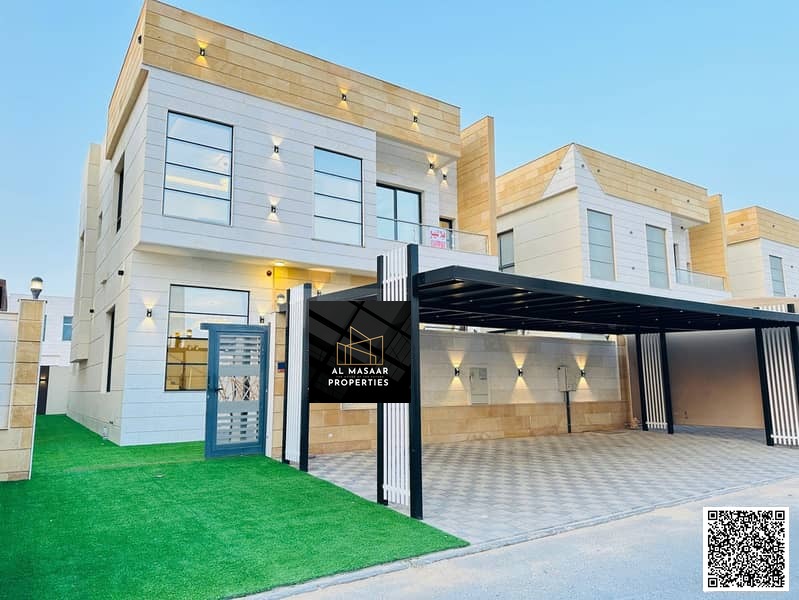 Deluxe Jasmine Villa, 5 master bedrooms, including water, electricity and air conditioning, in a distinguished strategic location on Mohammed bin Zaye
