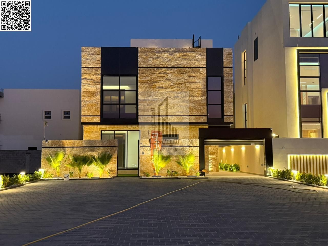 Villa for sale in Al Bahia Features: 6 master bedrooms • Majlis with bathroom • Living room with bathroom • Main kitchen • Maid's room • Large setbac