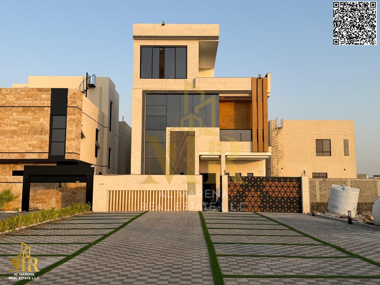 Villa for sale, fully finished, including registration fees, in an excellent location in Al Bahia district. A minute from the Chinese market and Sheik
