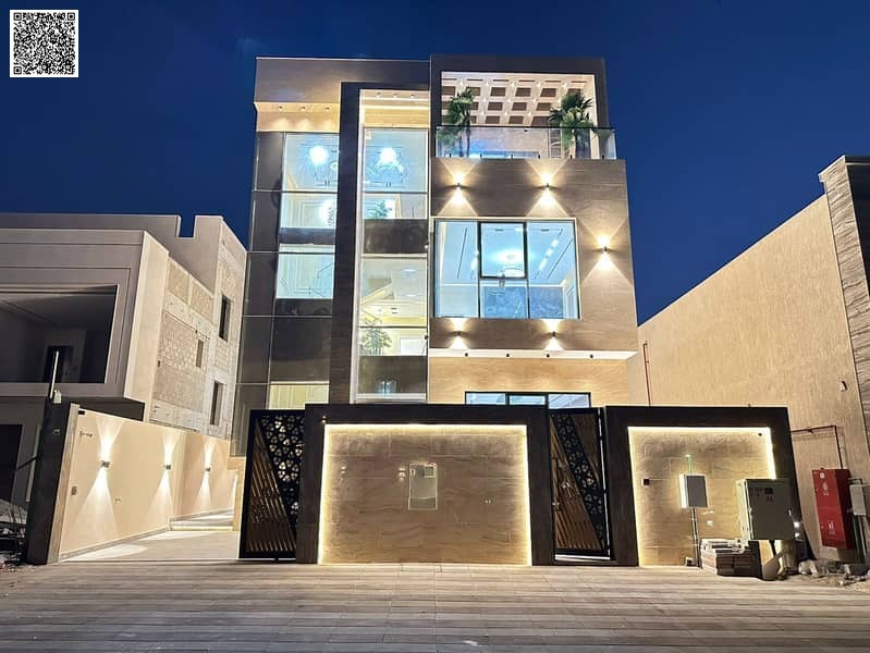 For sale, a luxurious, modern villa with two floors and a roof, including registration fees, with high-end finishes.