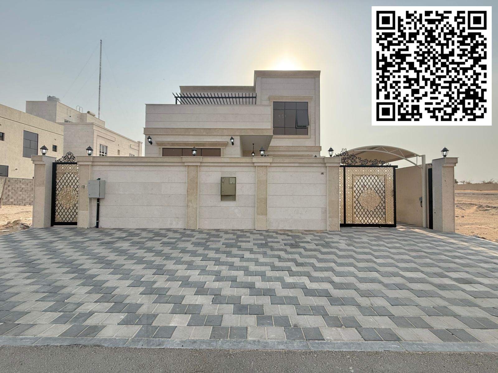 Villa for rent in Al Helio 1 - Two floors and a roof, 4 master bedrooms, prime location for 100,000 dirhams
