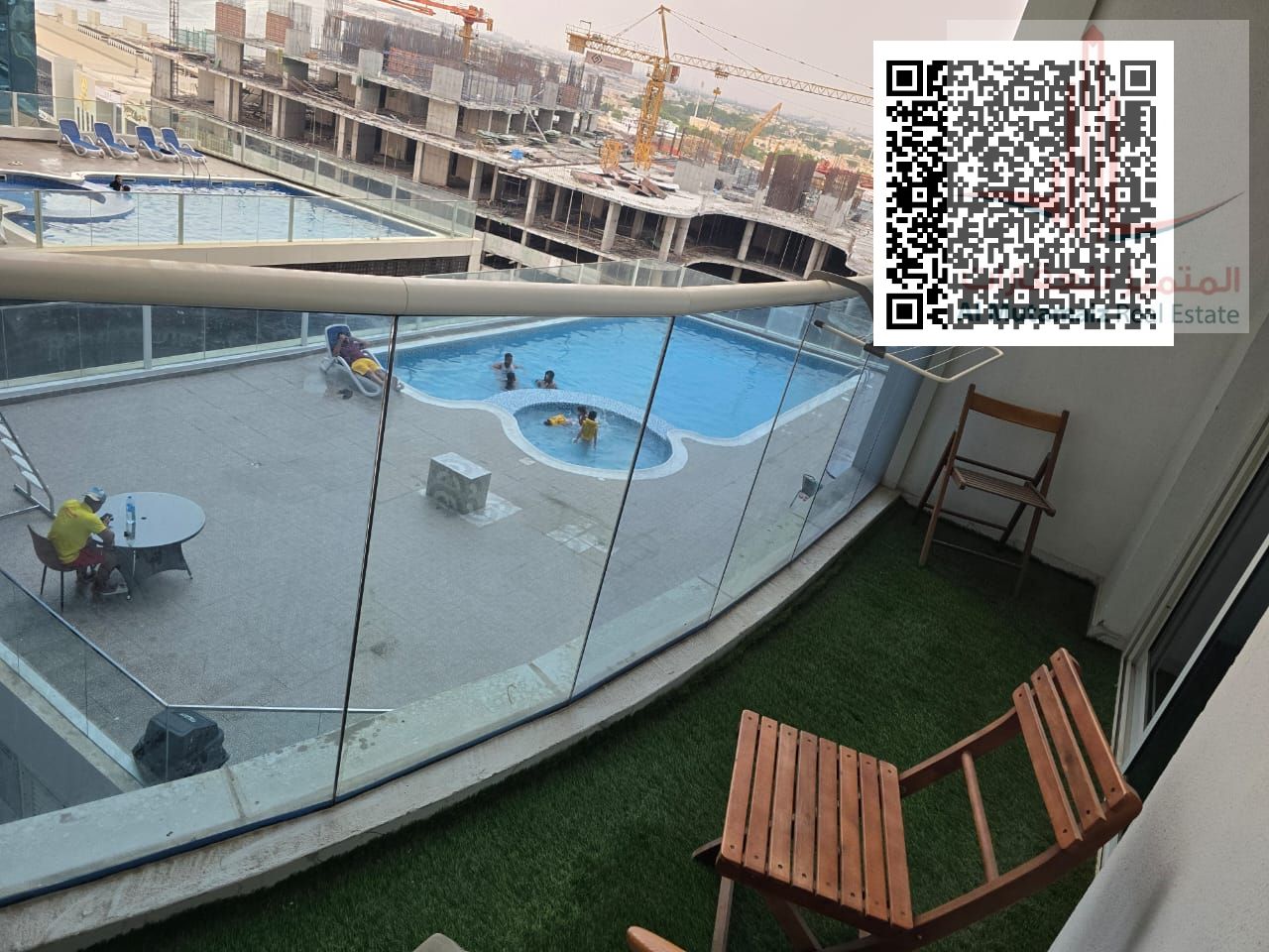 Furnished apartment for rent, two bedrooms and a hall with a gym, a swimming pool and an excellent view (Al Waha Towers)