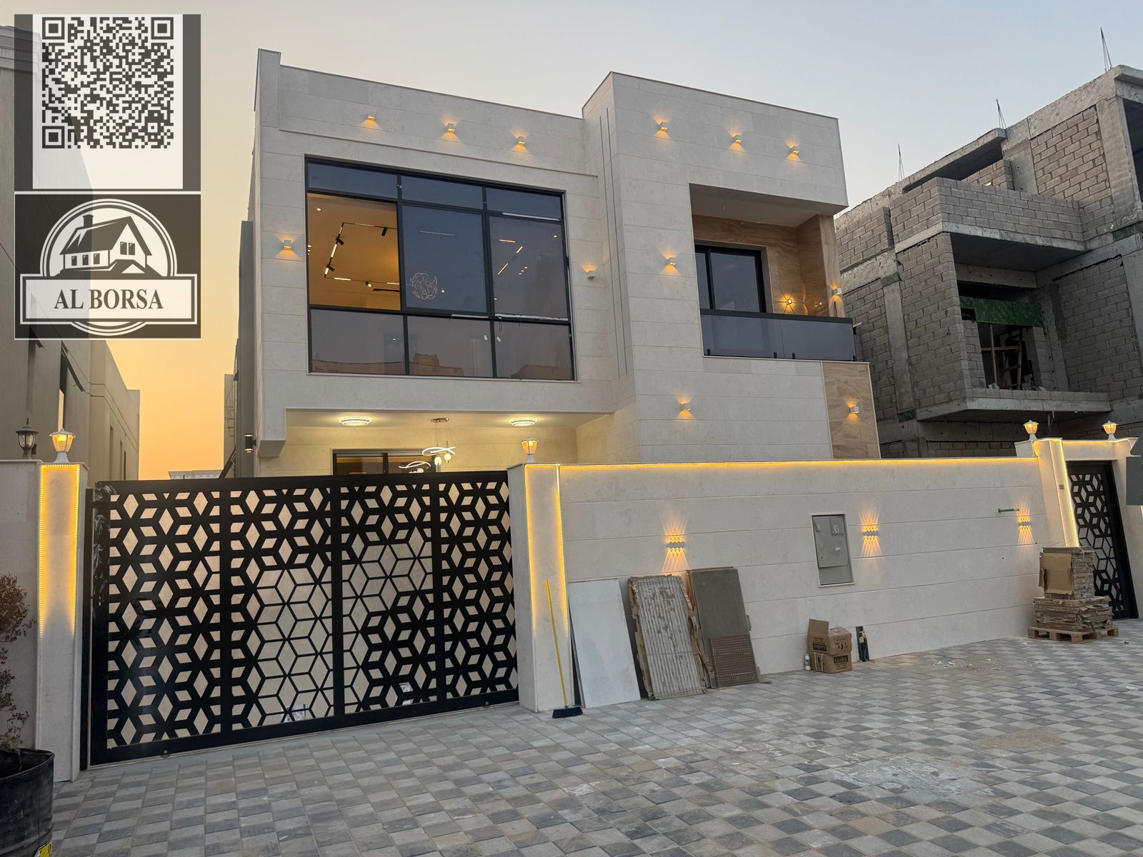 Luxury villa with deluxe finishing and swimming pool for sale in Al Amerah - Ajman | 5 master bedrooms + majlis + hall | Price includes registration