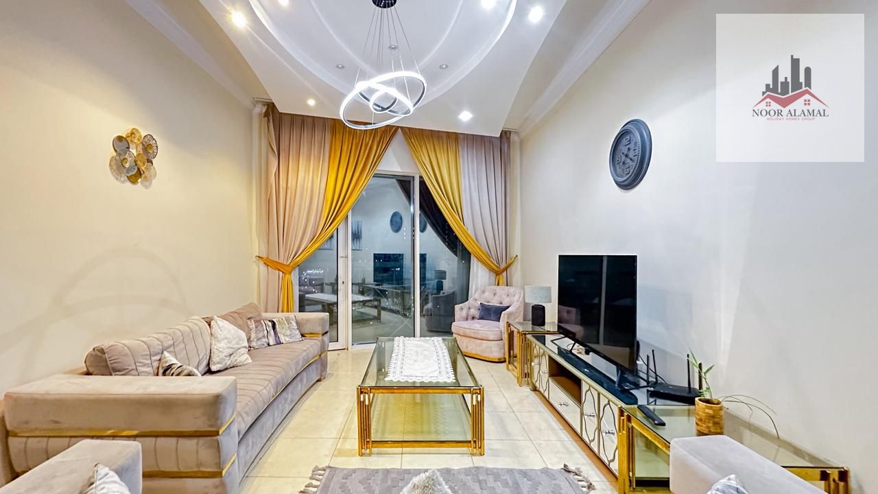 Sharjah Al Khan Beach Tower 1 apartment, one bedroom, hall, kitchen, two bathrooms and balcony