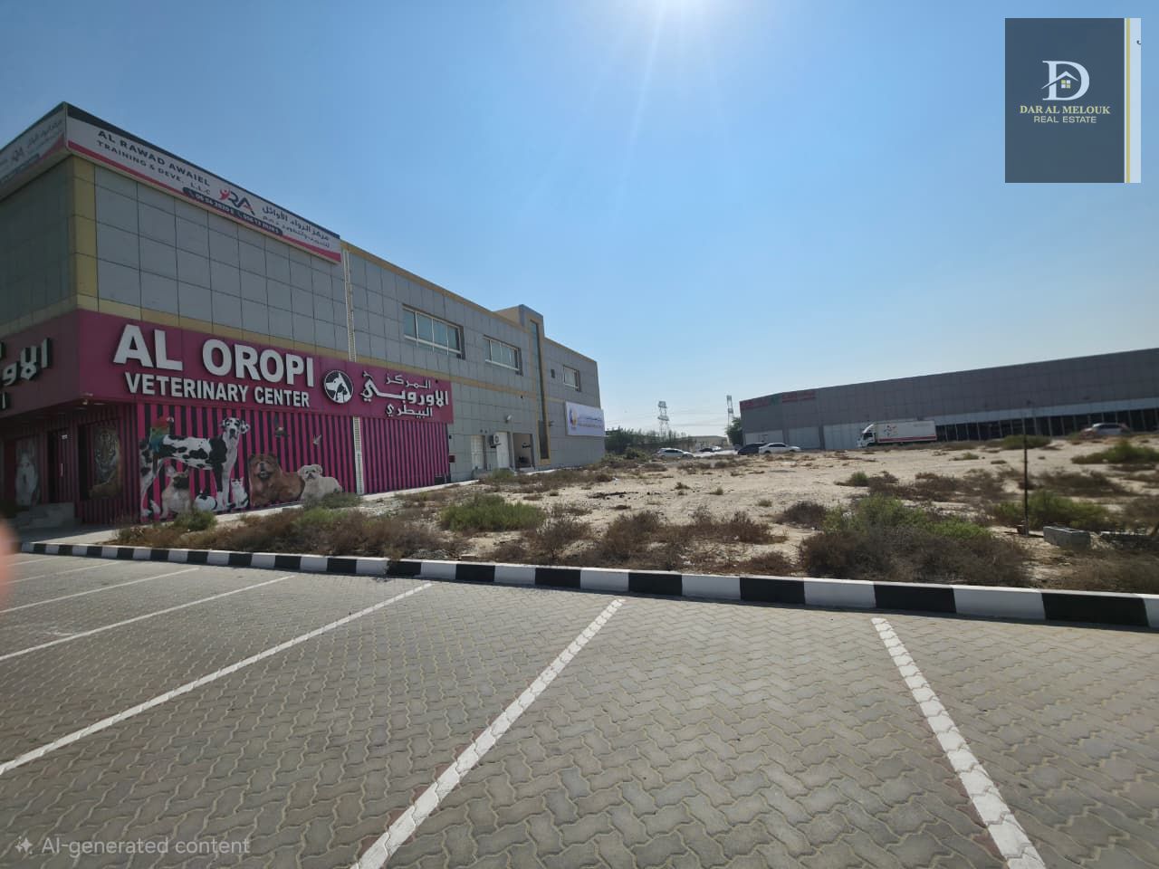 For sale in Sharjah Industrial Area 18 (Warehouse Land) Industrial plot of land, 12,916 square feet Very prime location on two streets
