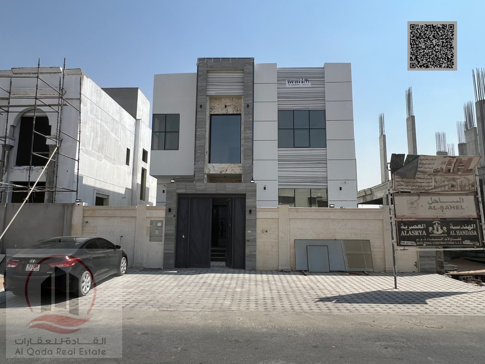 For sale: Villa in Ajman, Al Helio area, 5 master bedrooms, a living room, a maid's room, freehold for all nationalities. Bank financing is possible w